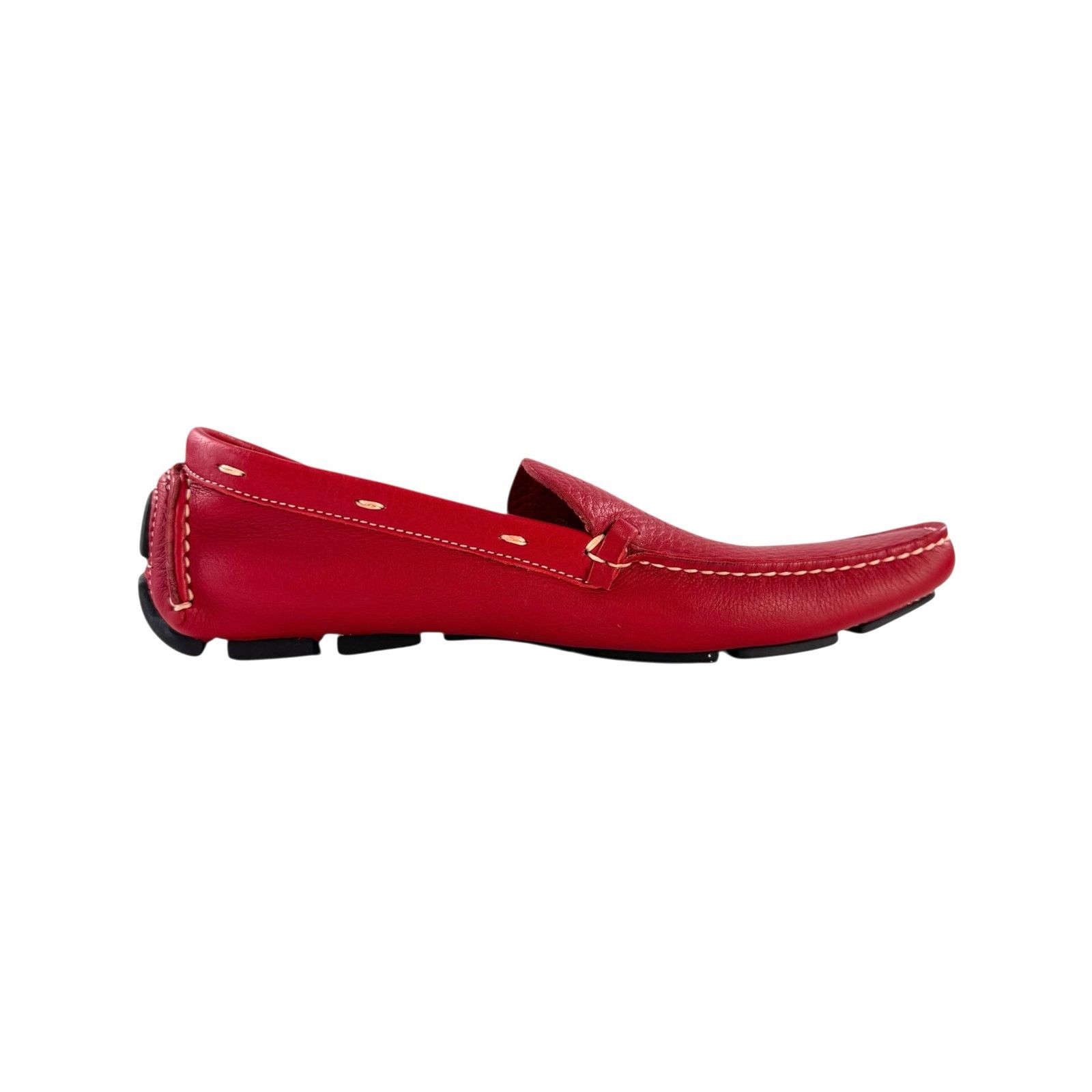 Prada Prada Red Pebbled Leather Loafers Size US 7 / IT 37 - 4 Thumbnail