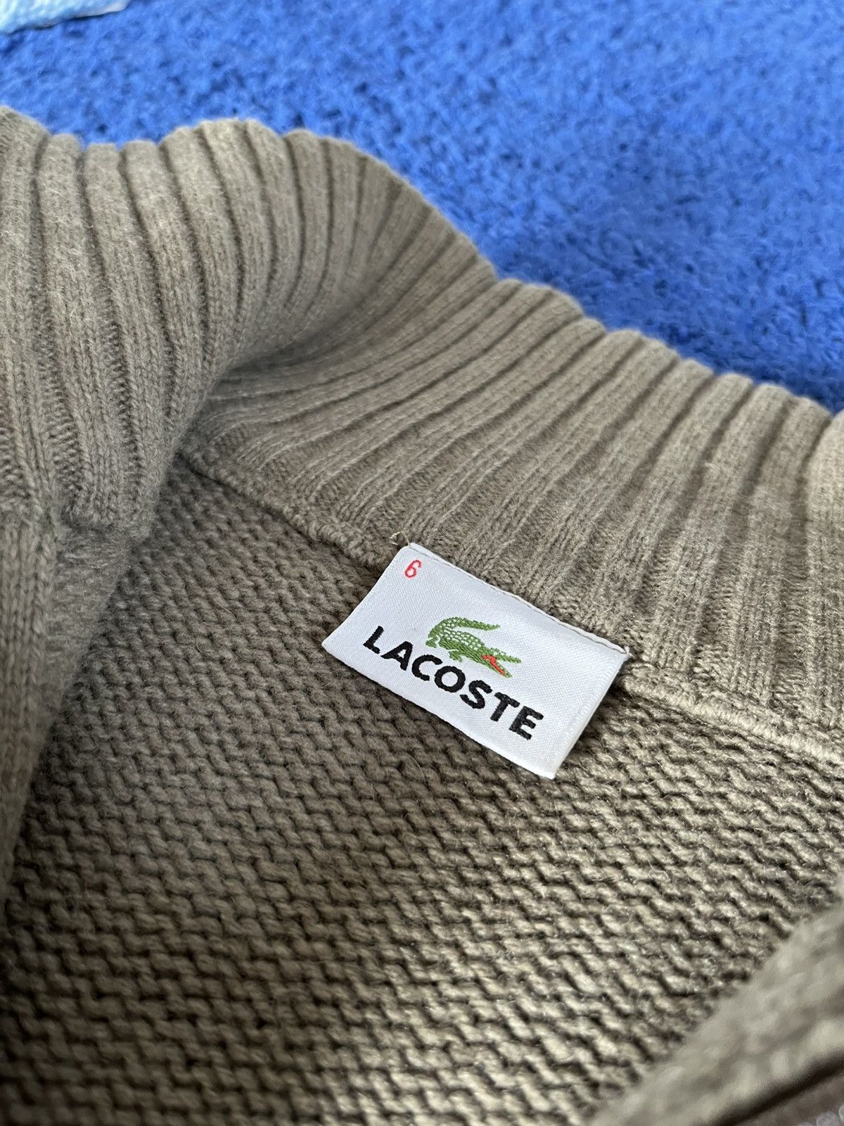 Lacoste Vintage Lacoste Quarter Zip Knit Sweater Olive V-Stripe Size US XL / EU 56 / 4 - 9 Thumbnail