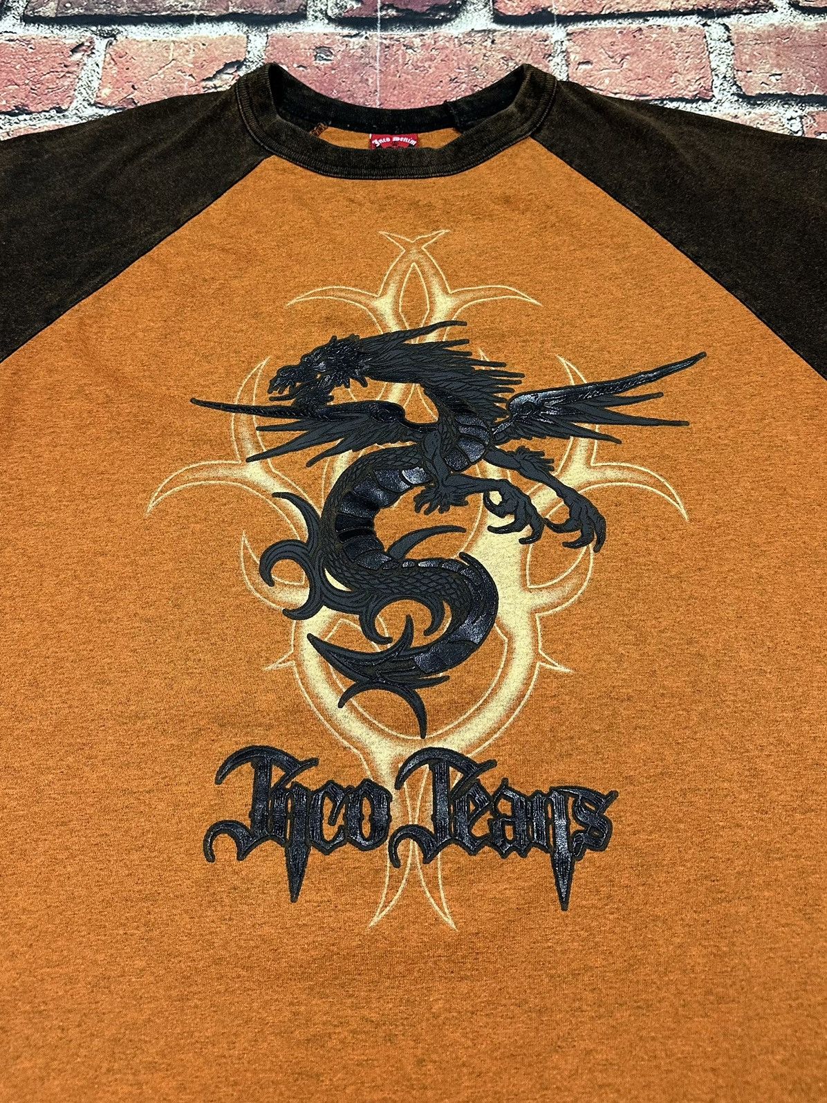 Vintage JNCO Jeans T Shirt Dragon Tribal Graphic Long Sleeve