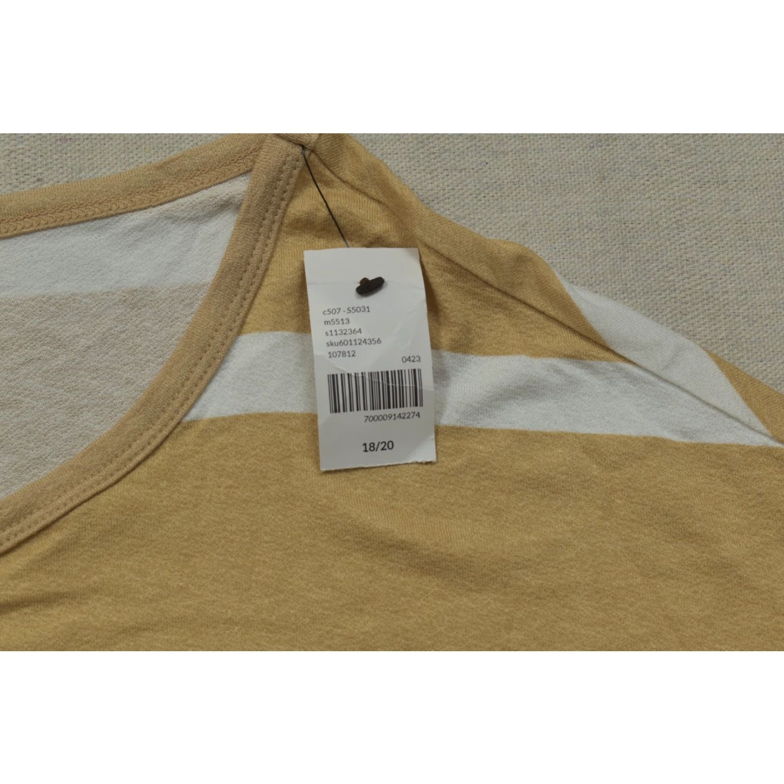 Vintage Lane Bryant Blouse Shirt Women Plus 18/20 Short Sleeve Striped Beige White Casual Basic 18/20 Womens Shoes? Size XXL / US 16-18 / IT 52-54 - 6 Thumbnail