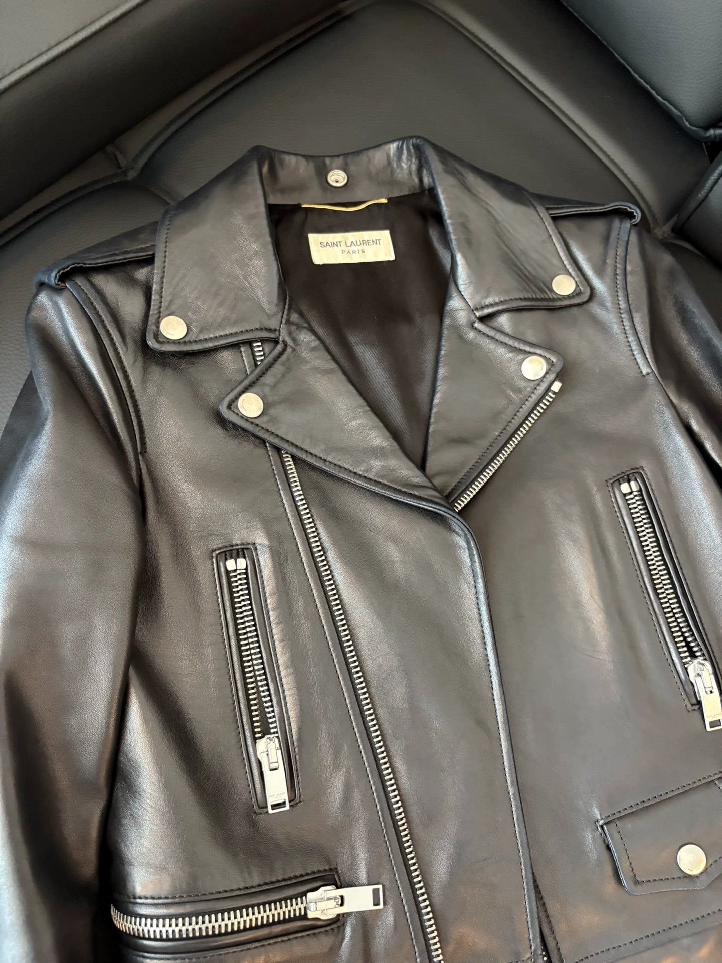 Saint Laurent Paris YSL Leather Jacket Liu Yifei Size XS / US 0-2 / IT 36-38 - 2 Thumbnail
