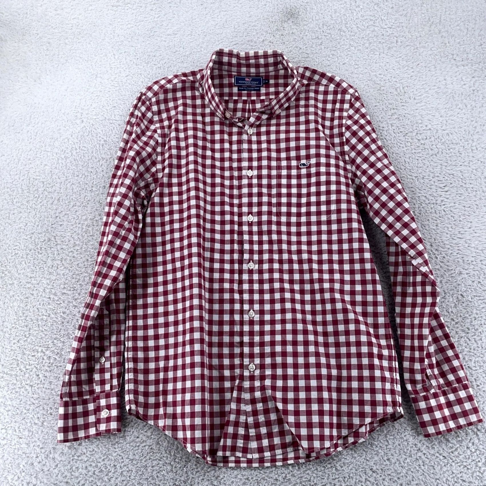Vineyard Vines Vineyard Vines Slim Fit Tucker Shirt Mens M Red Gingham White L/S Button Down Size US M / EU 48-50 / 2 - 2 Thumbnail