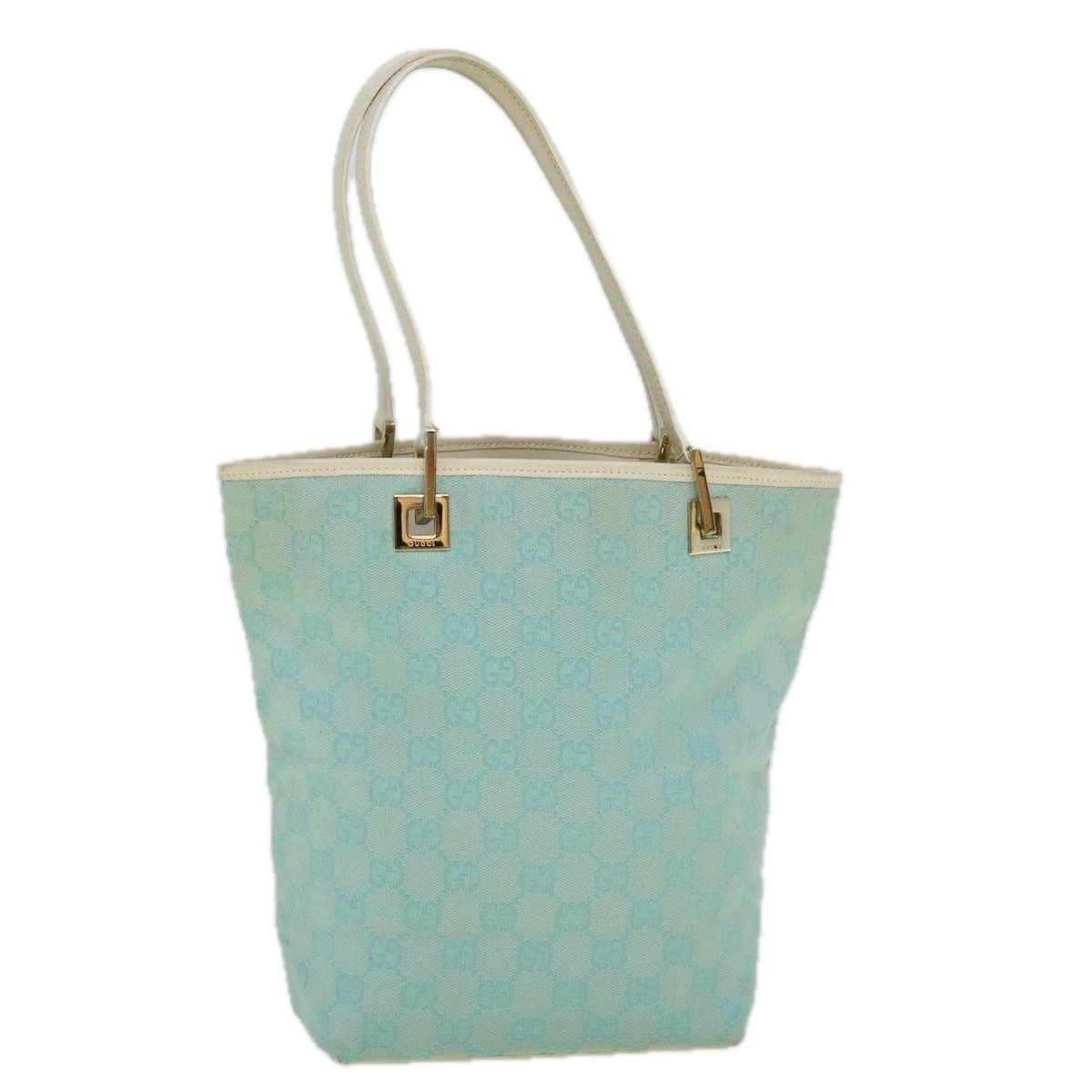 image of Gucci GG Canvas Tote Bag Light Blue 002 1099 2404 Auth 60388, Women's