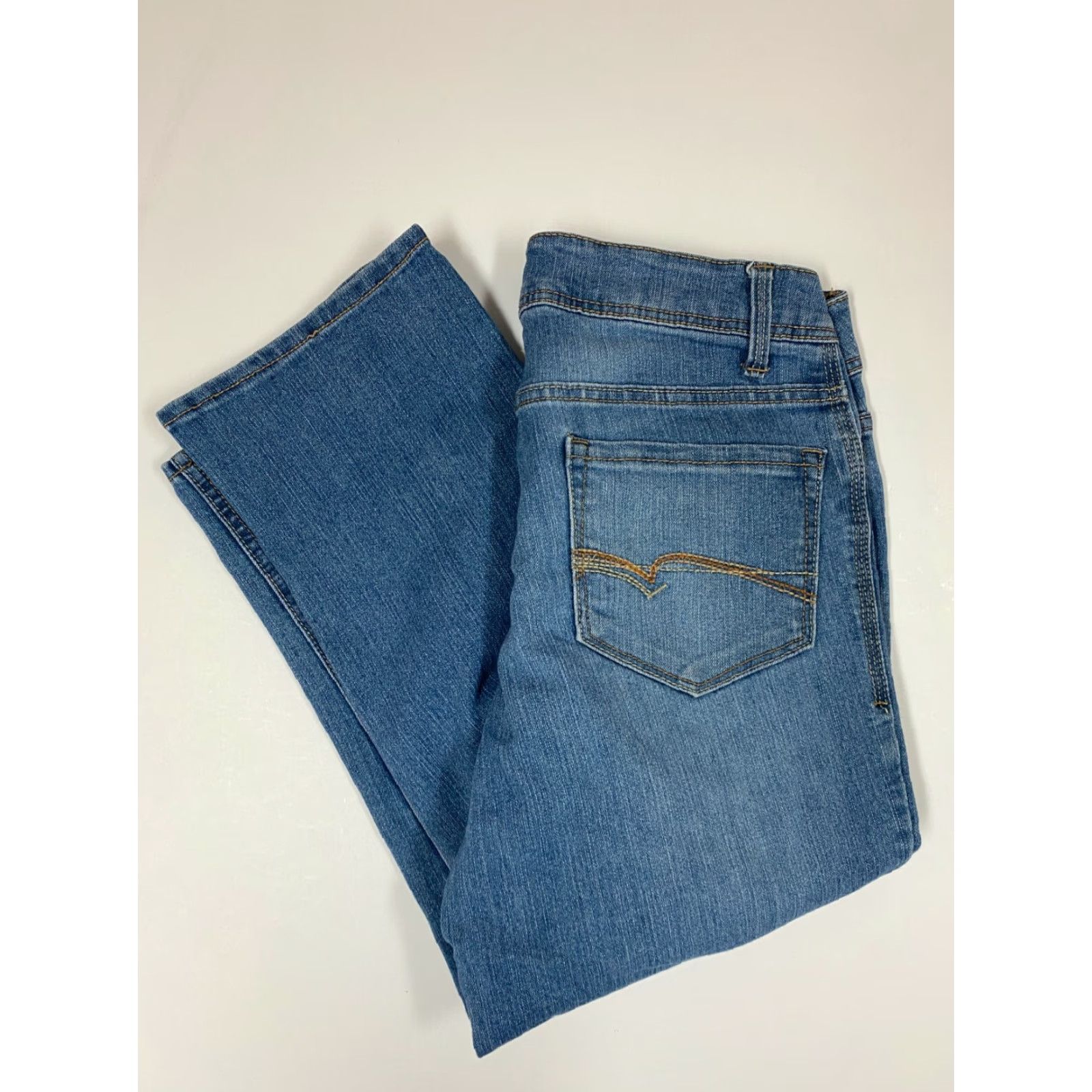 Faded Glory Faded Glory Jeans Womens 8 Blue Straight Denim Jeans Regular Stars Pockets 22in Inseam Adults Women Modern Shape Regular Color Blue Size 30" / US 8 / IT 44 - 7 Thumbnail