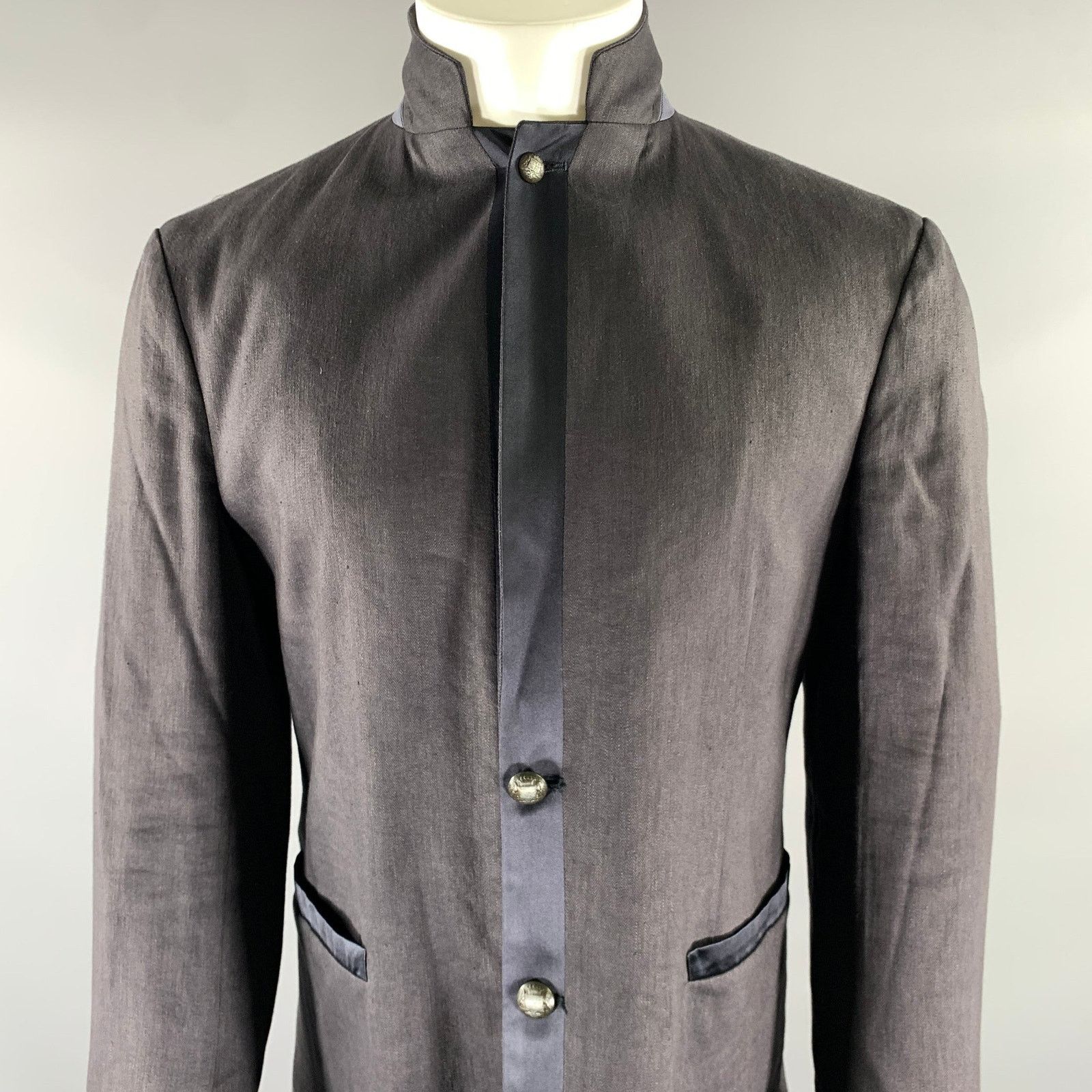 John Varvatos JOHN VARVATOS Size 40 Grey Linen Blend Sport Coat Size 40R - 2 Thumbnail