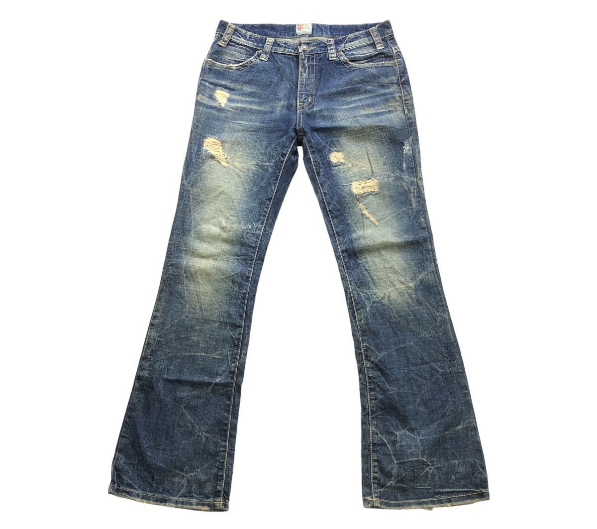 20471120 × Hysteric Glamour × Japanese Brand O PinBall Flare Distressed Denim Pant Size US 32 / EU 48 - 1 Thumbnail