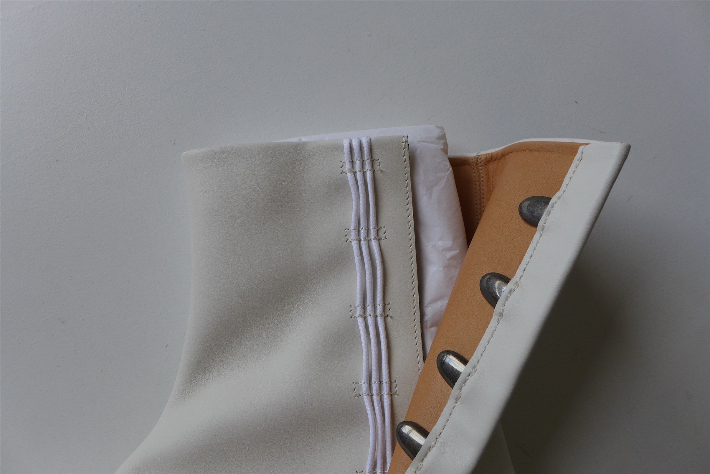 Maison Margiela Margiela Tabi Airbag Heel Boots - White Calf Leather Size US 11 / EU 44 - 15 Thumbnail