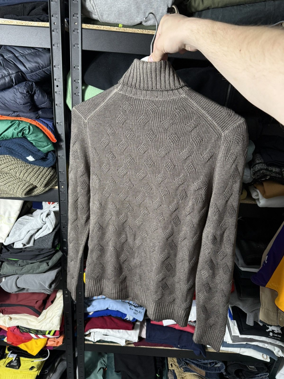 Gran Sasso Gran Sasso Italy Wool Turtleneck Sweater Brown Cable Knit Size US M / EU 48-50 / 2 - 2 Thumbnail