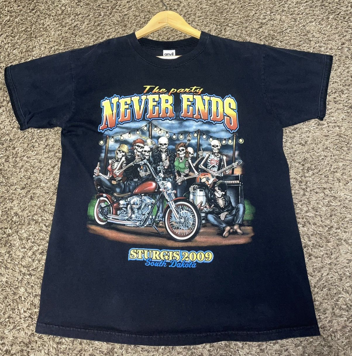 Harley Davidson × Vintage Sturgis “The Party Never Ends” 2009 T-Shirt Size US L / EU 52-54 / 3 - 1 Thumbnail
