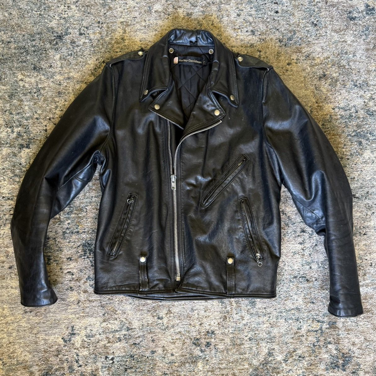 Harley Davidson Final Drop - 1970’s Harley Davidson Leather Jacket Size US M / EU 48-50 / 2 - 1 Thumbnail