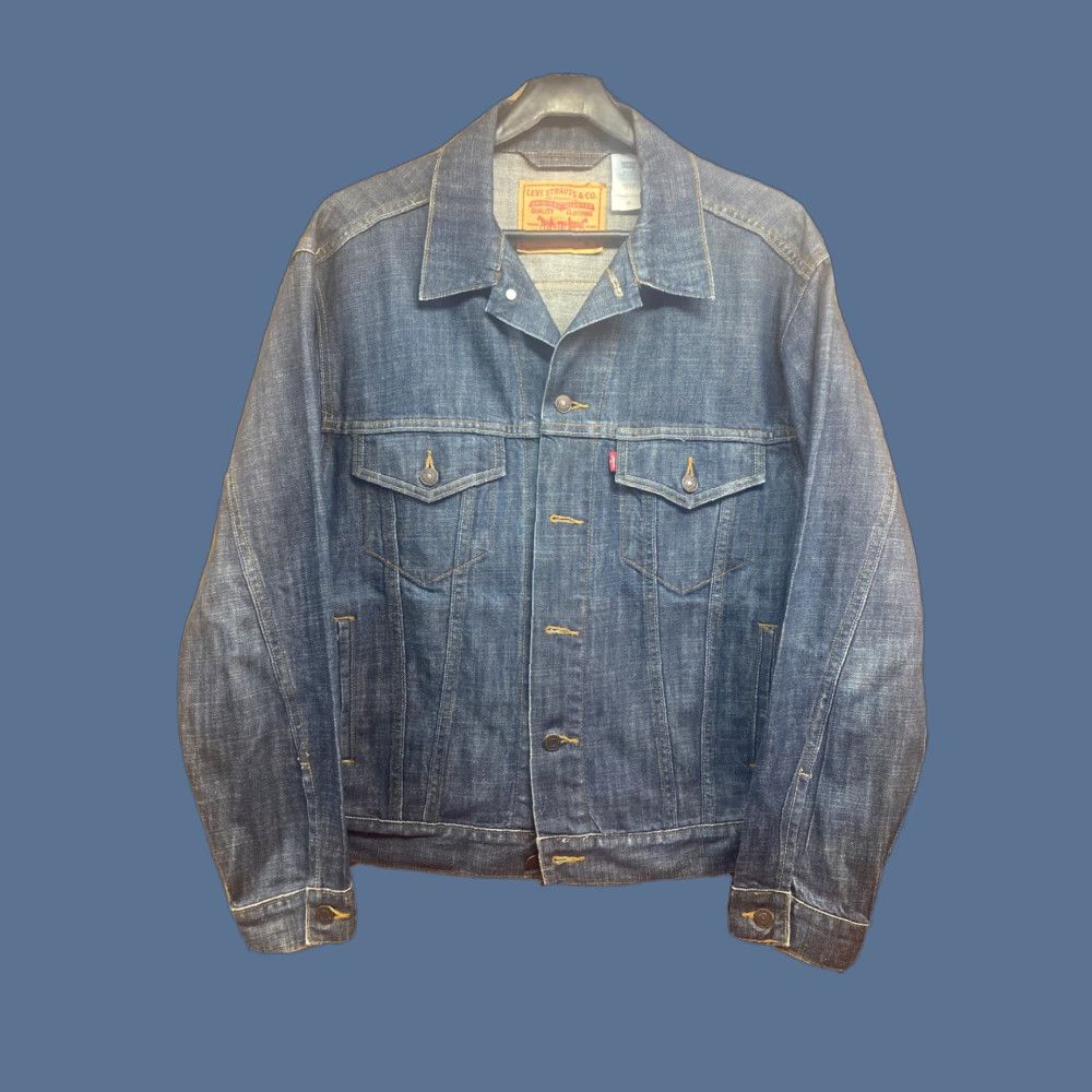 Levi's VINTAGE Levi’s Trucker Denim Jacket Dark Indigo Blue Button Up Mens M Blue Red Tab! Size US M / EU 48-50 / 2 - 1 Thumbnail
