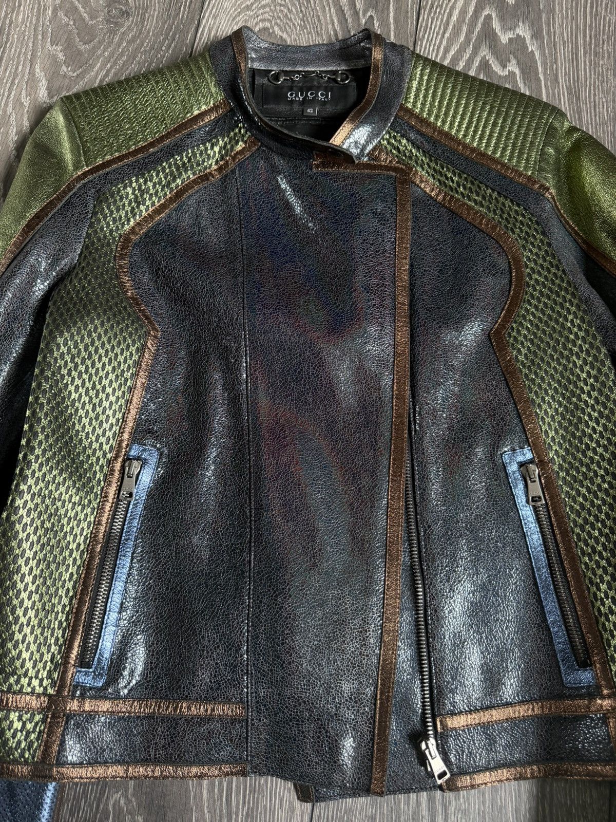 Gucci gucci ss14 multicolour panel leather jacket Size M / US 6-8 / IT 42-44 - 4 Thumbnail