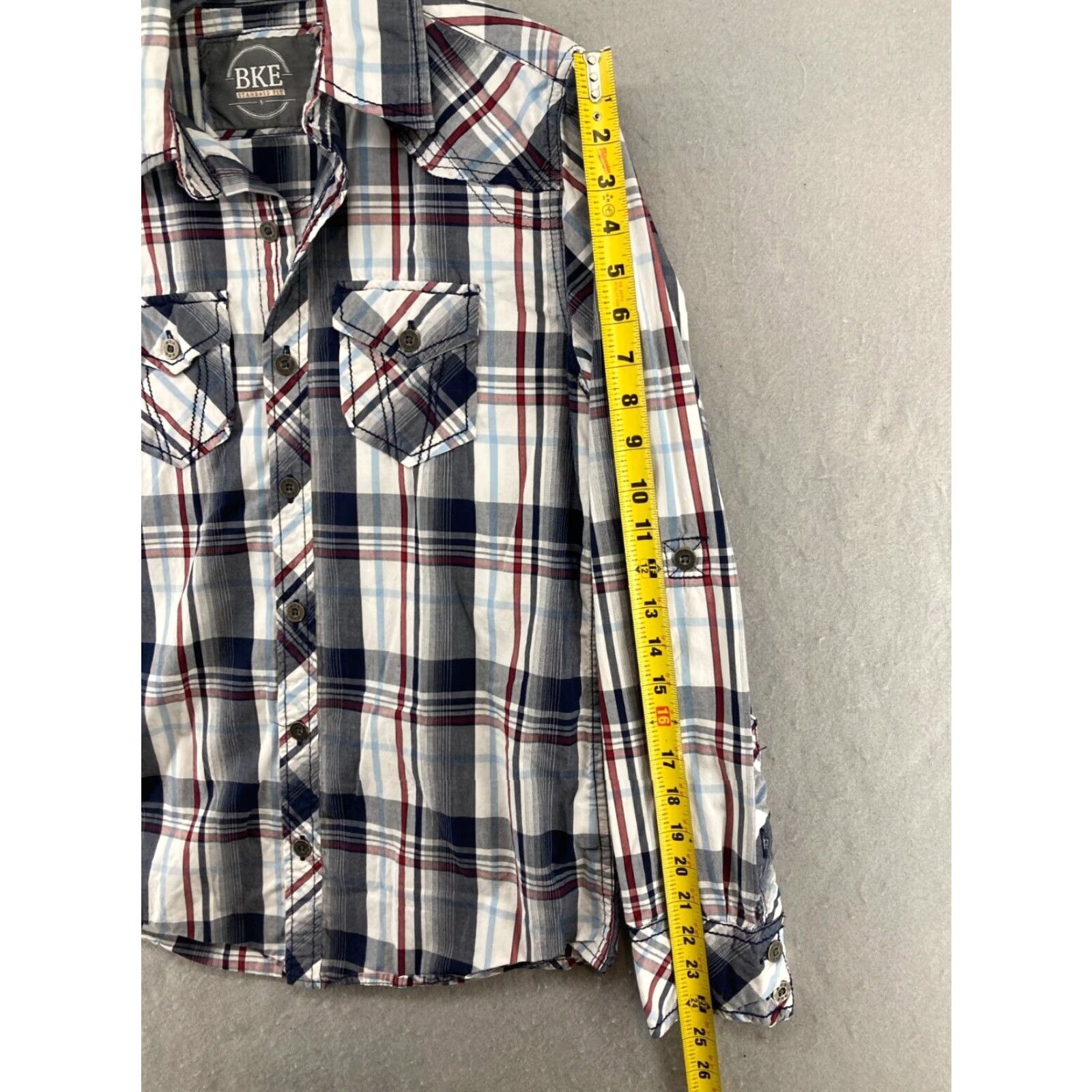 BKE BKE Mens Shirt Small Plaid Standard Fit Button-Up Long Sleeve Cotton Knit Multicolor Metal Button Western, Cowboy, Classic Theme Mens - S Size US S / EU 44-46 / 1 - 4 Thumbnail