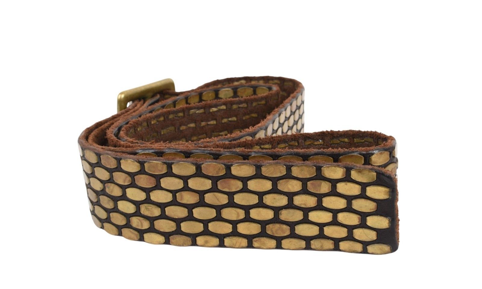 Hollywood Trading Company HTC Men Belt Metal and Leather Men Belt L Size 40 - 3 Thumbnail