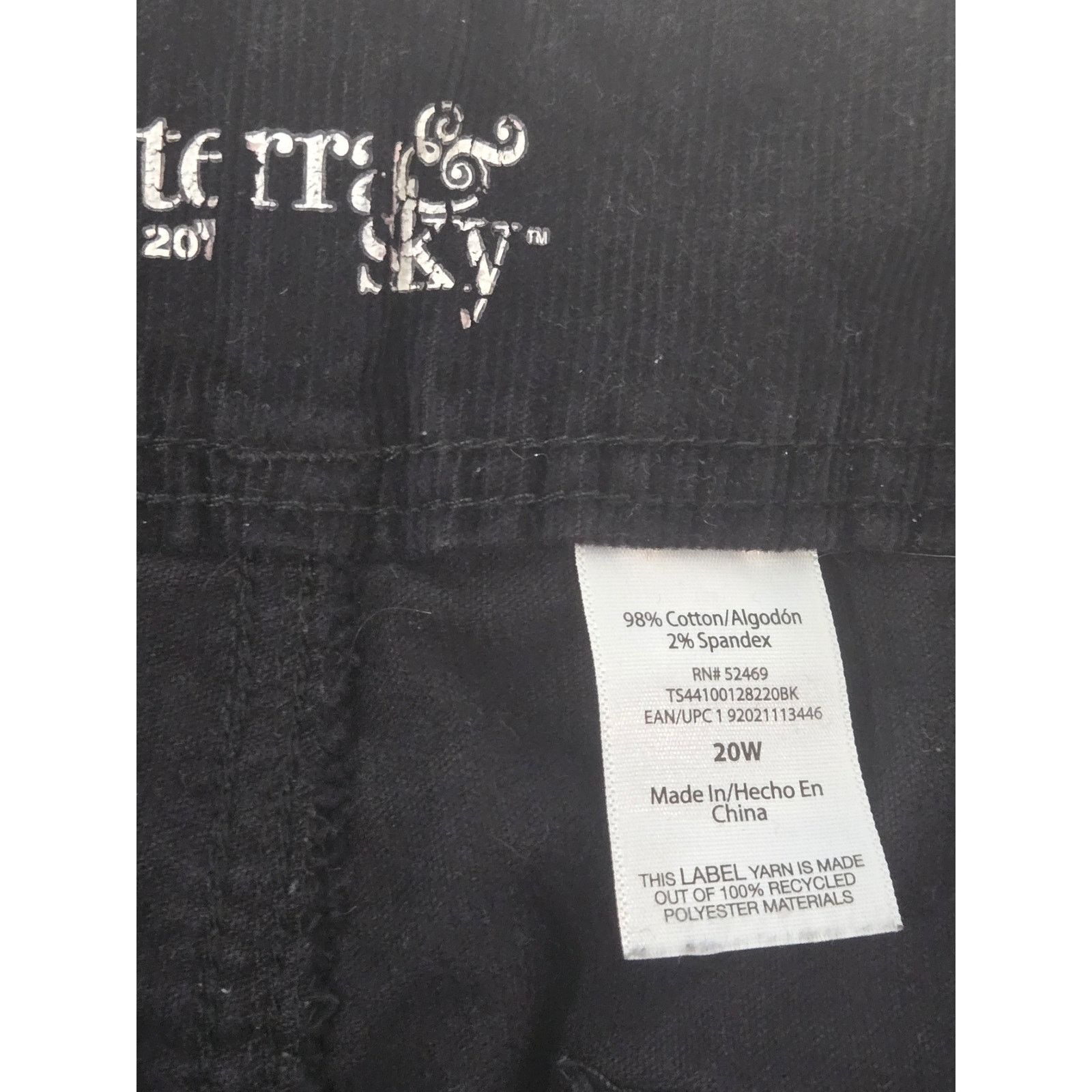 Other Terra & Sky Black Corduroy Jeans 20W Plus Lightweight Soft Size 40" / US 18 - 3 Thumbnail