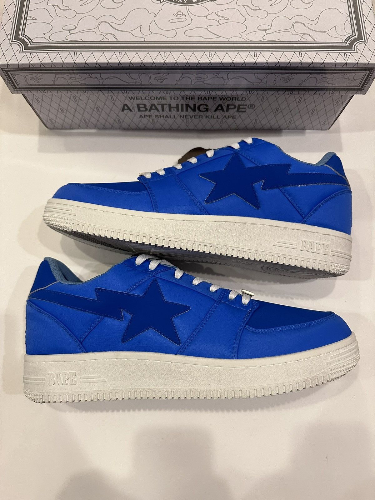 image of Bape X Stash Bapesta Shoes in Blue, Men's (Size 13)