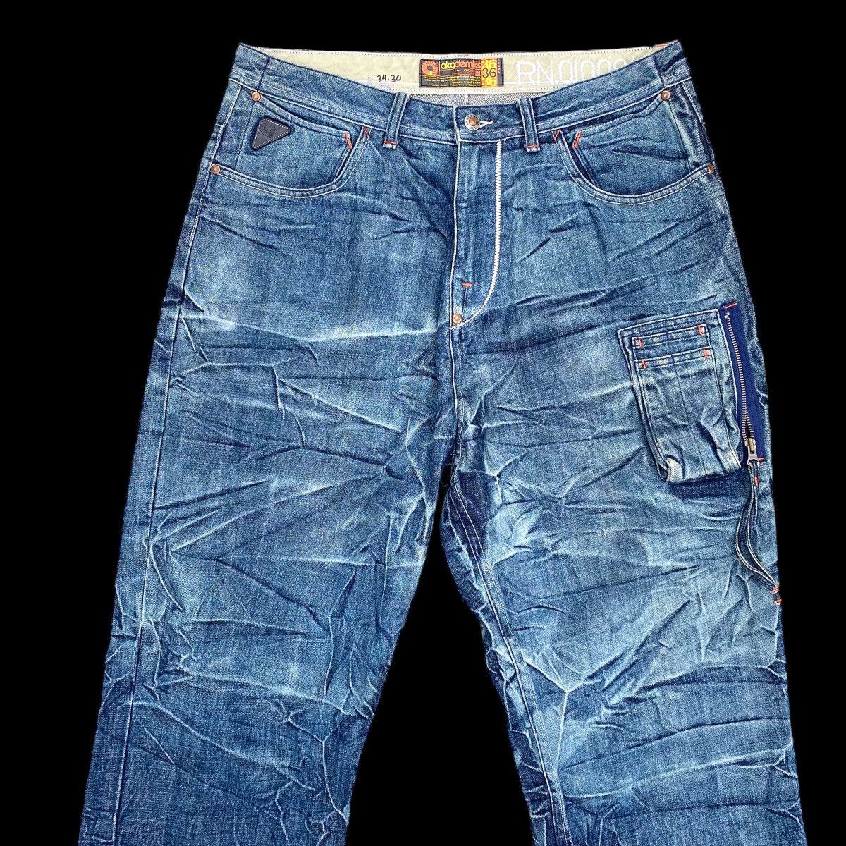 JNCO × Vintage Super Baggy Akademiks Long Denim Acid Wash Carpenter Jeans Size US 36 / EU 52 - 2 Thumbnail
