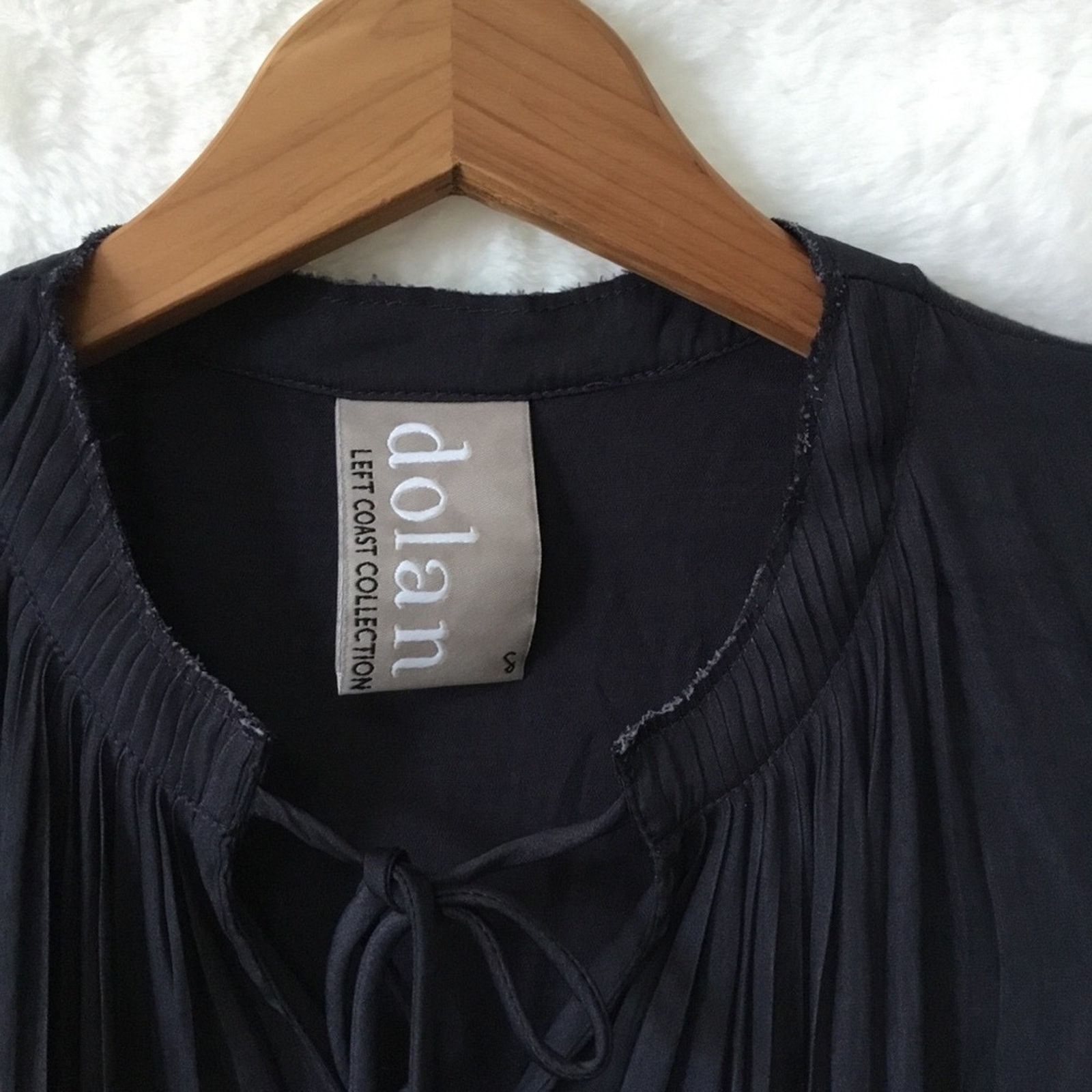 Other Dolan Charcoal Gray Lucille Pleated Tie Neck Peasant Blouse Size S / US 4 / IT 40 - 3 Thumbnail