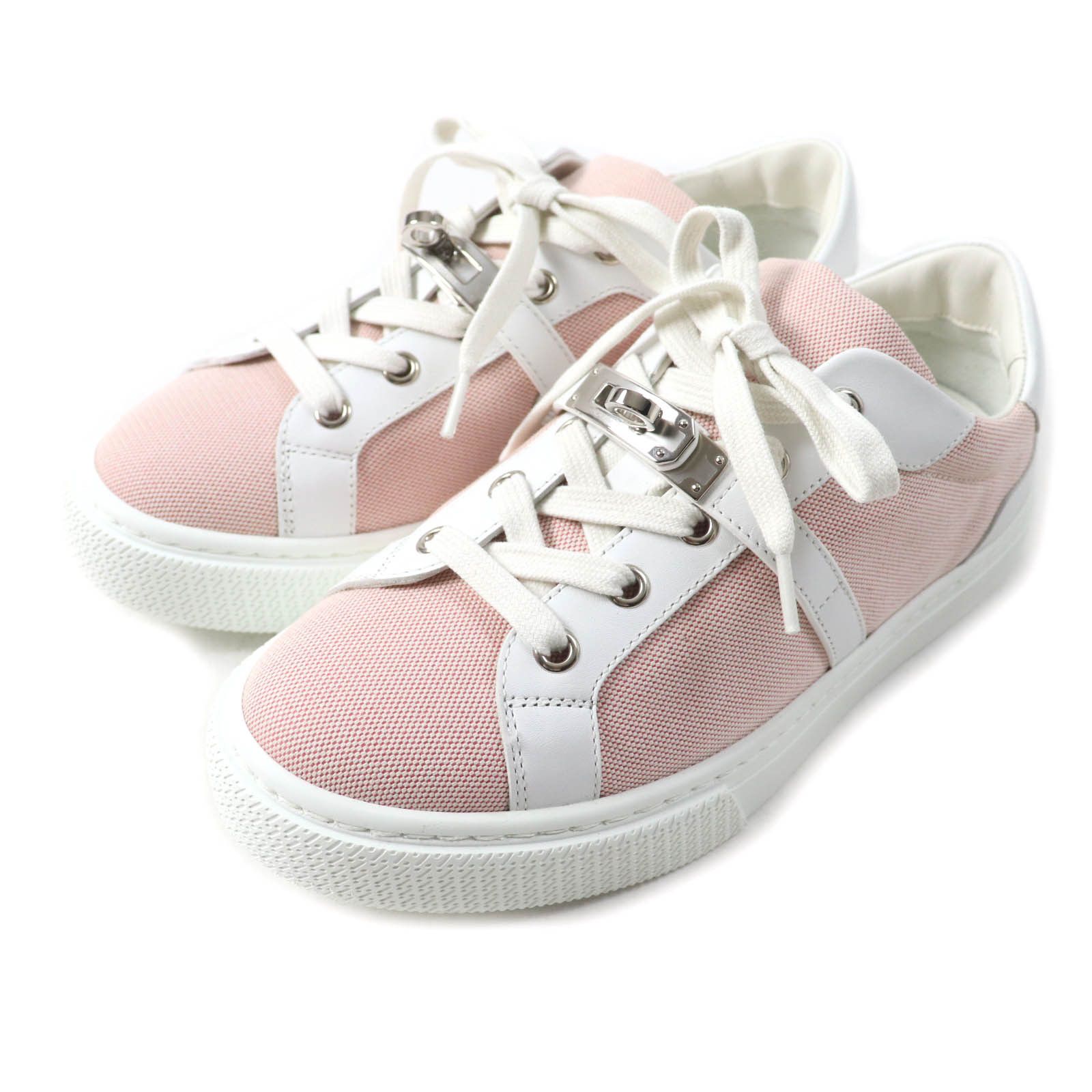 Hermes Hermes Hermes Day Kelly Buckle Canvas Leather Sneakers Canvas Shoes Size ONE SIZE - 1 Thumbnail