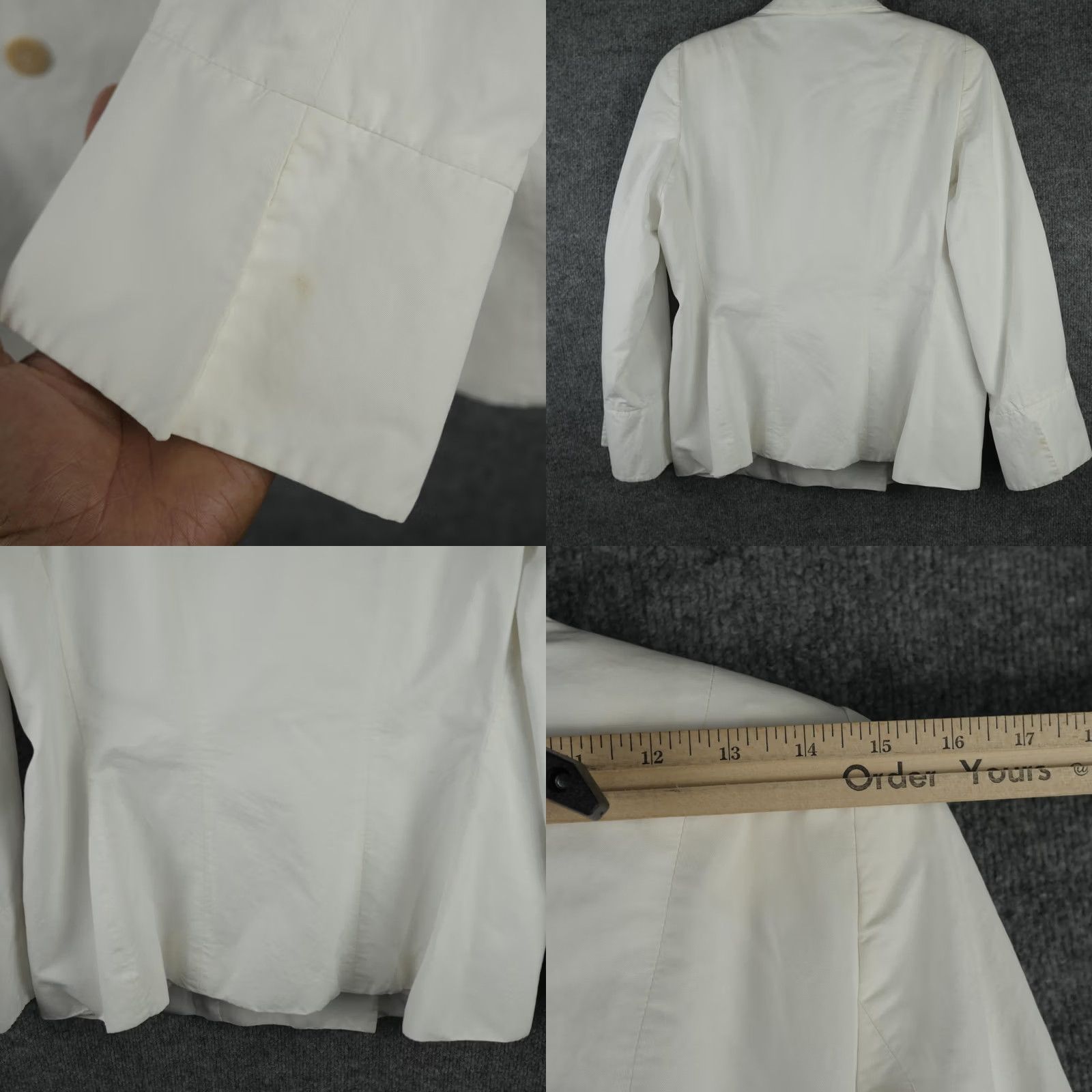Armani Armani Collezioni Womens Blazer White Double Breasted Suit Jacket Made Italy Size XL / US 12-14 / IT 48-50 - 8 Thumbnail