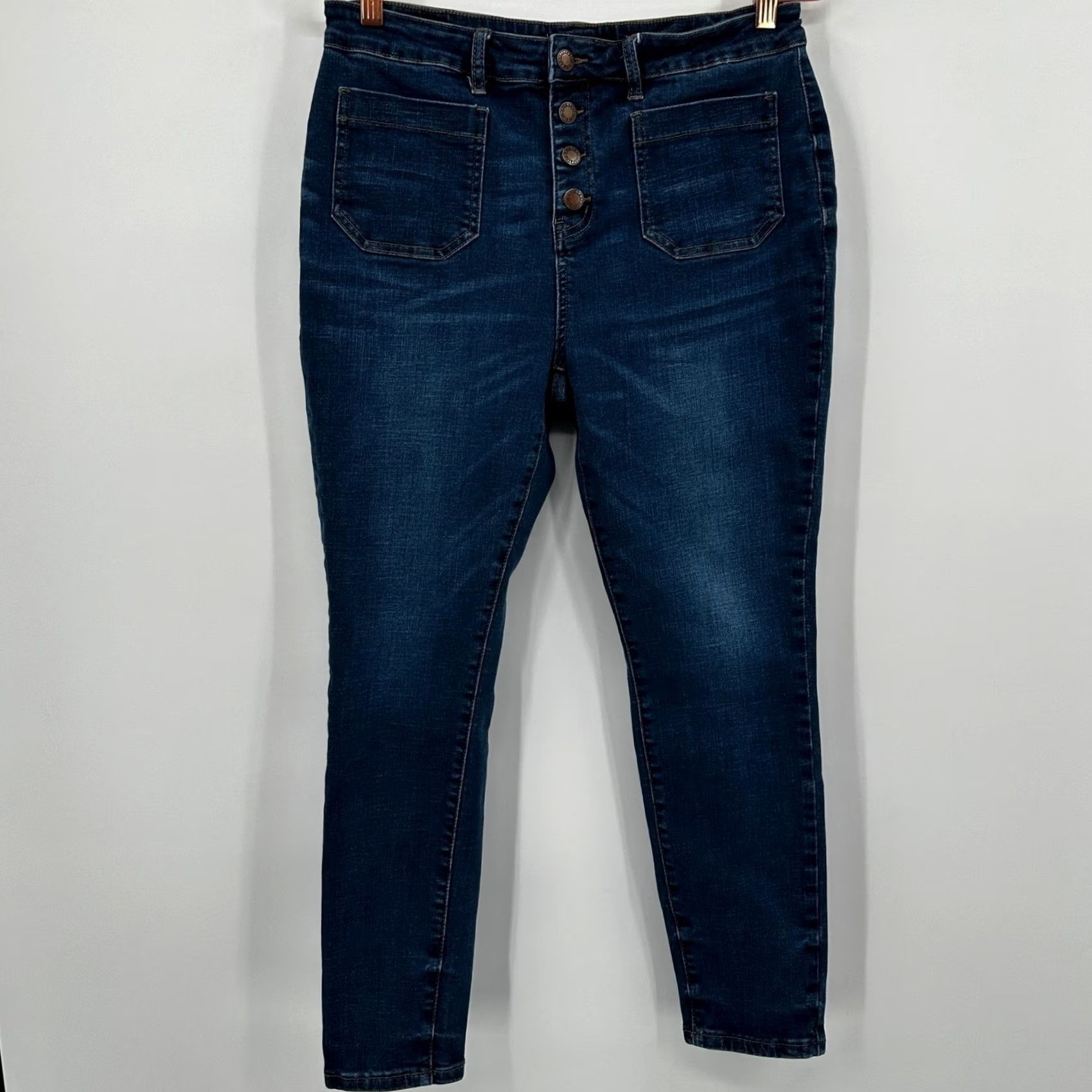 Vintage Judy Blue Skinny Fit Dark Wash High Rise Button Fly Patch Pocket Jeans 15/32 Size 24" / US 00 / IT 34 - 4 Thumbnail