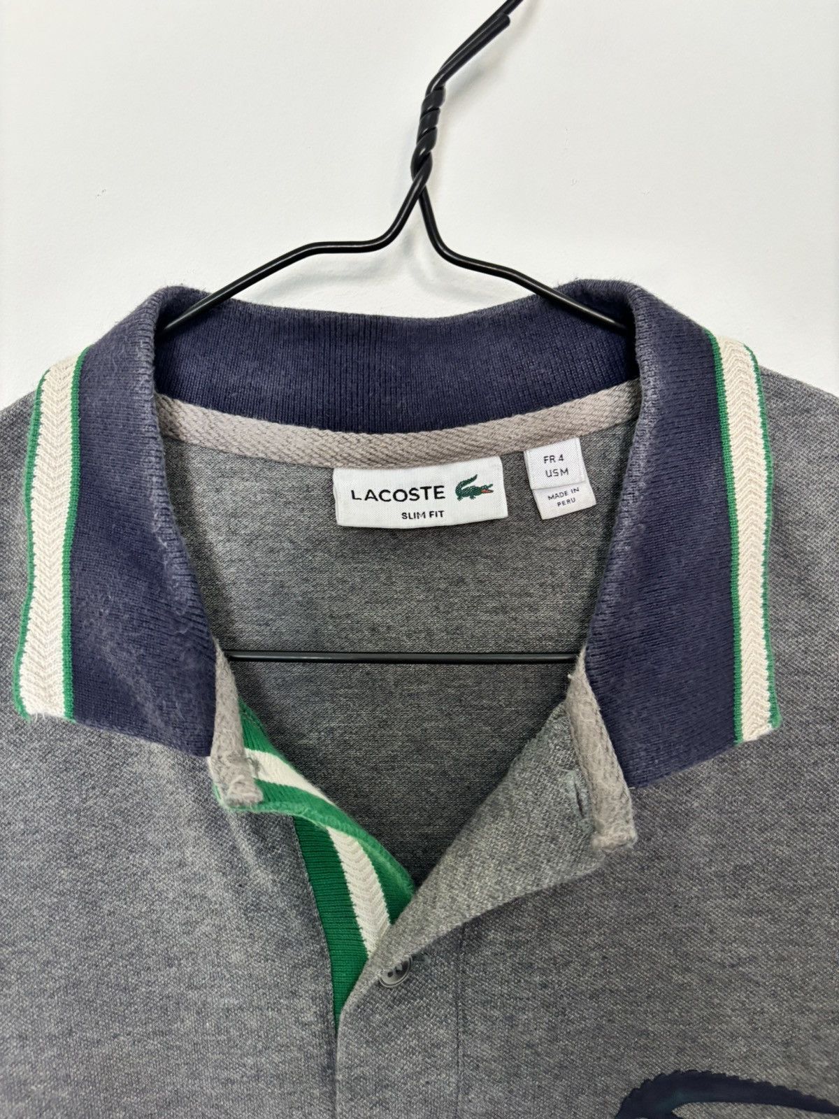 Lacoste Lacoste rare Oversized Crocodile Slim Fit Grey Polo Size M Size US M / EU 48-50 / 2 - 2 Thumbnail