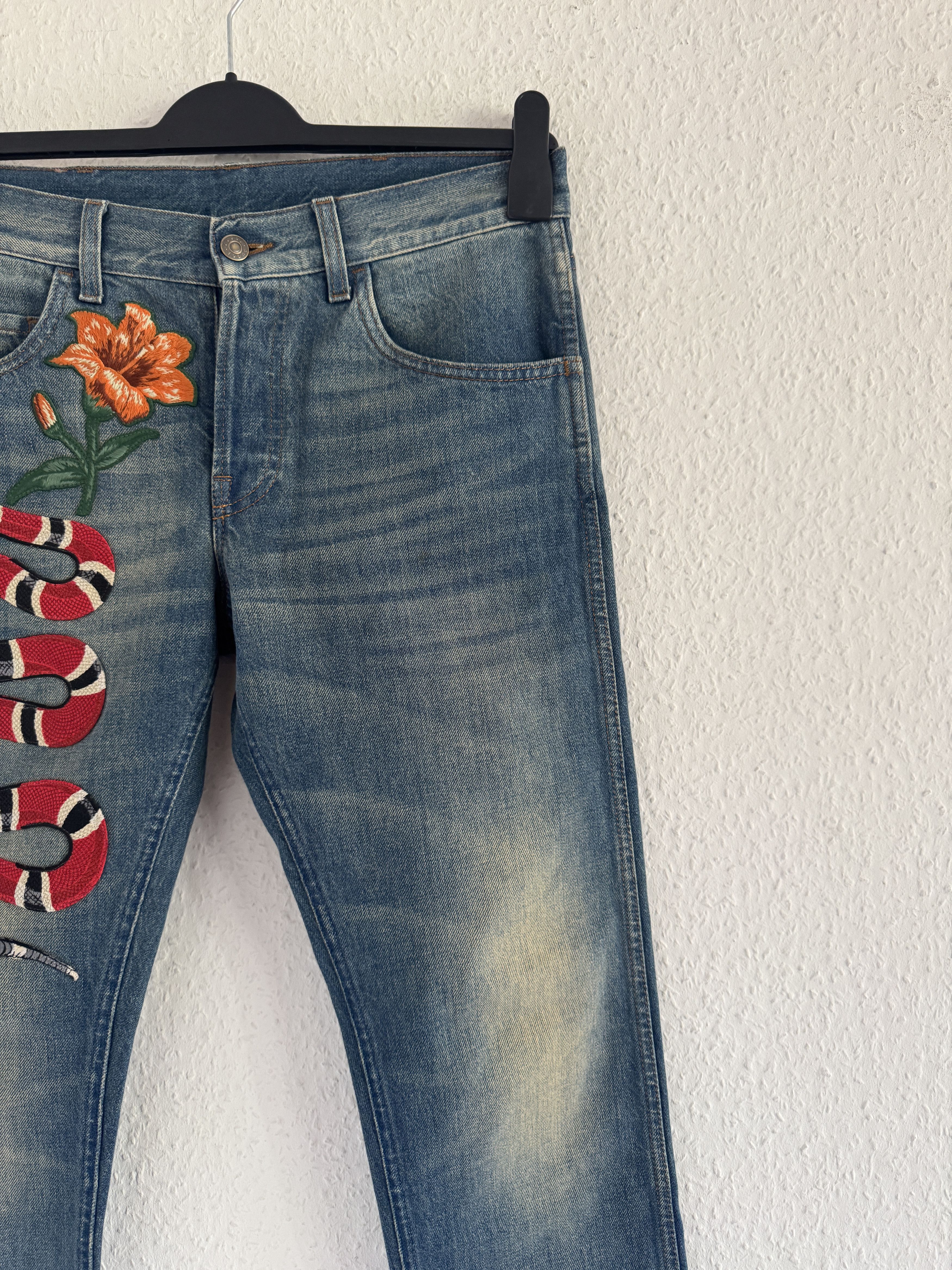 Gucci Snake Embroidered Denim Jeans Size US 31 - 4 Thumbnail