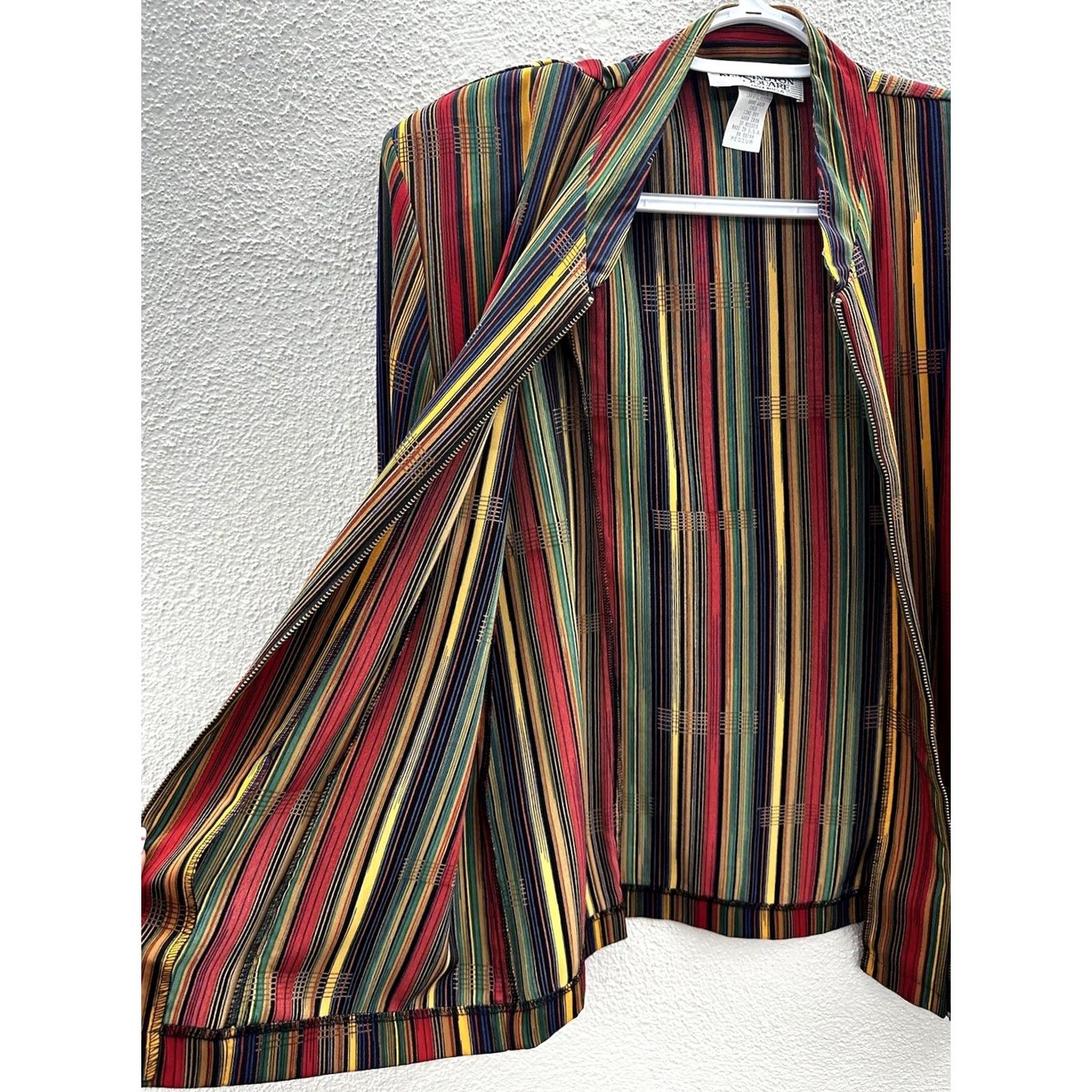Vintage Kensington Square Womens Sweater Medium Striped Long Sleeve Zip Up Vintage Cardigan Knit Regular Red Size M / US 6-8 / IT 42-44 - 5 Thumbnail
