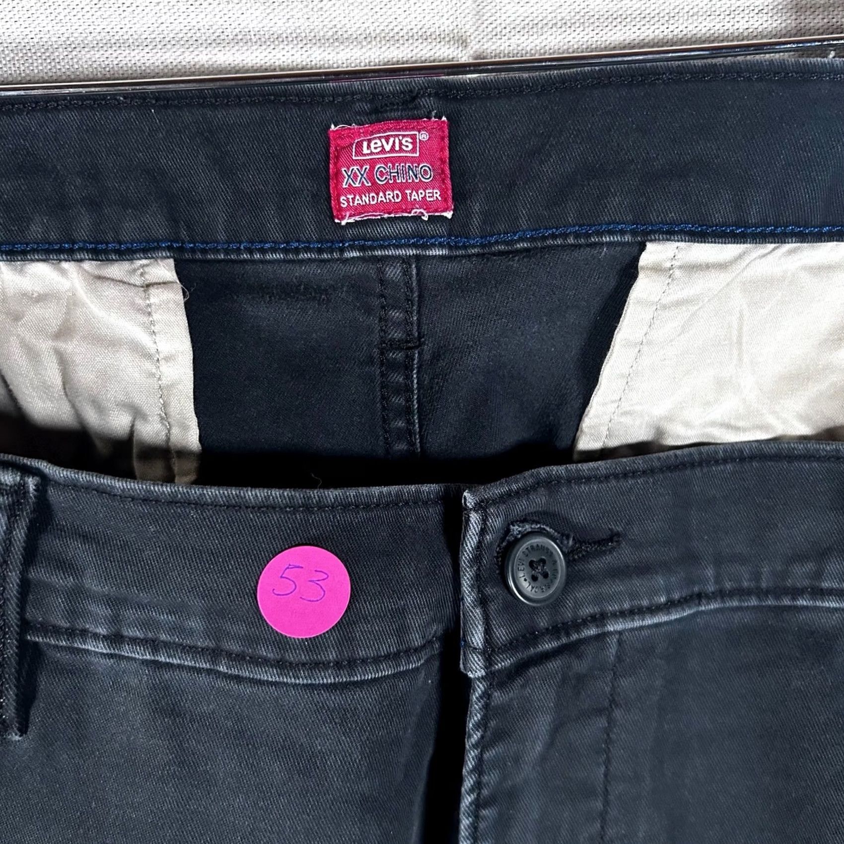 Levi's Levi's XX Chino Standard Taper Pants Black 36 Waist 32 Inseam Mens Regular Fit 5-Pocket Denim Cotton Blend Tapered Front Flat Button Zip Vintage: No Size US 36 / EU 52 - 2 Thumbnail