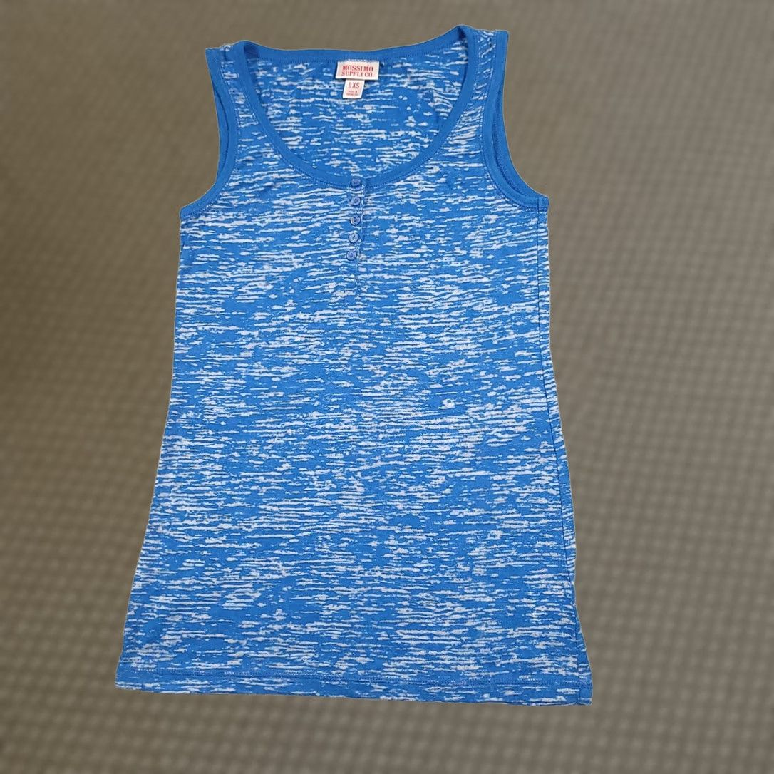 Mossimo VINTAGE Mossimo Tank Top Womens XS Blue Scoop Neck Henley Shirt Womens XS Blue Tank Top Size XS / US 0-2 / IT 36-38 - 1 Thumbnail