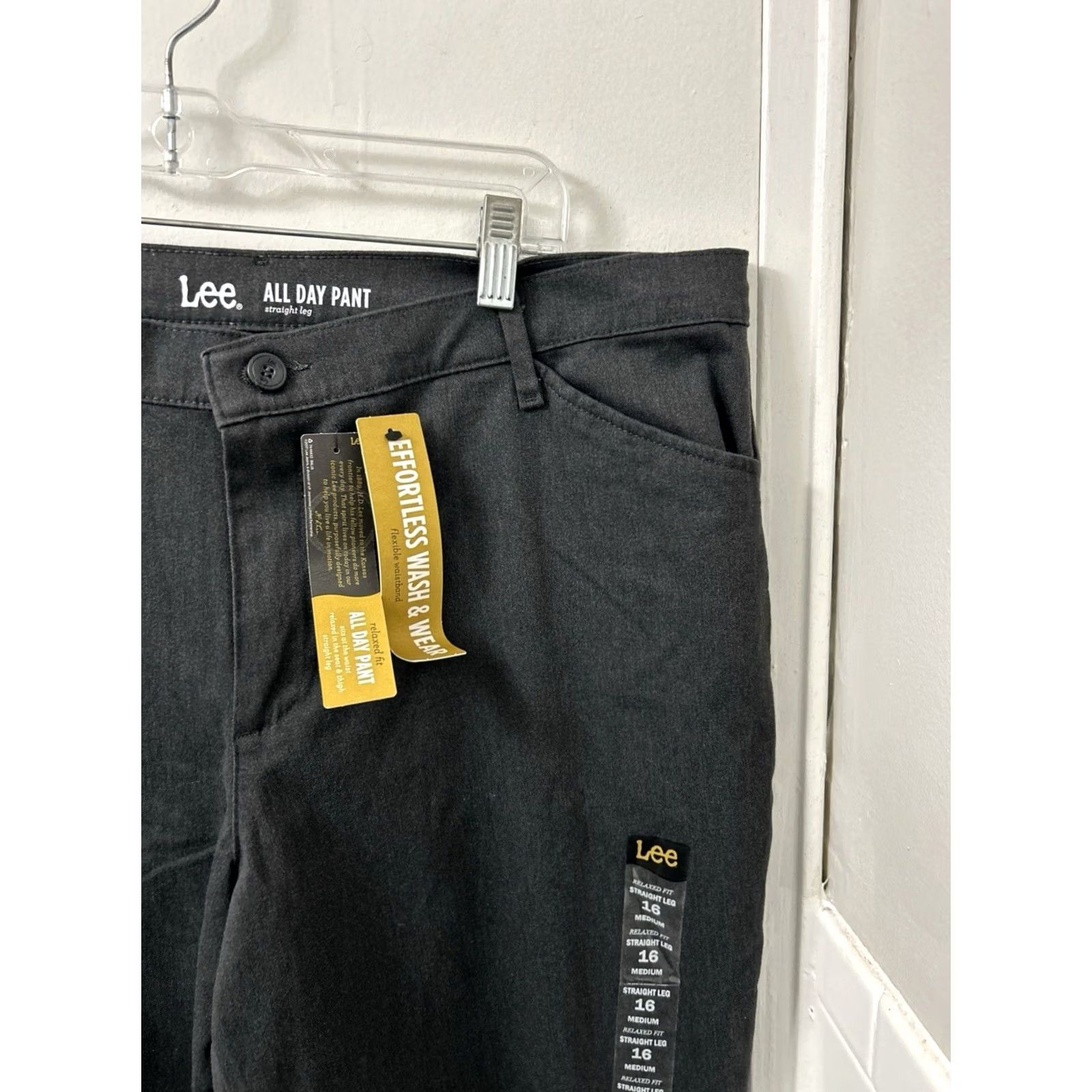 Lee Lee All Day Pants Womens Size 16 L30 Gray Relaxed Fit Straight Leg Trousers Size 38" / US 16 / IT 52 - 6 Thumbnail