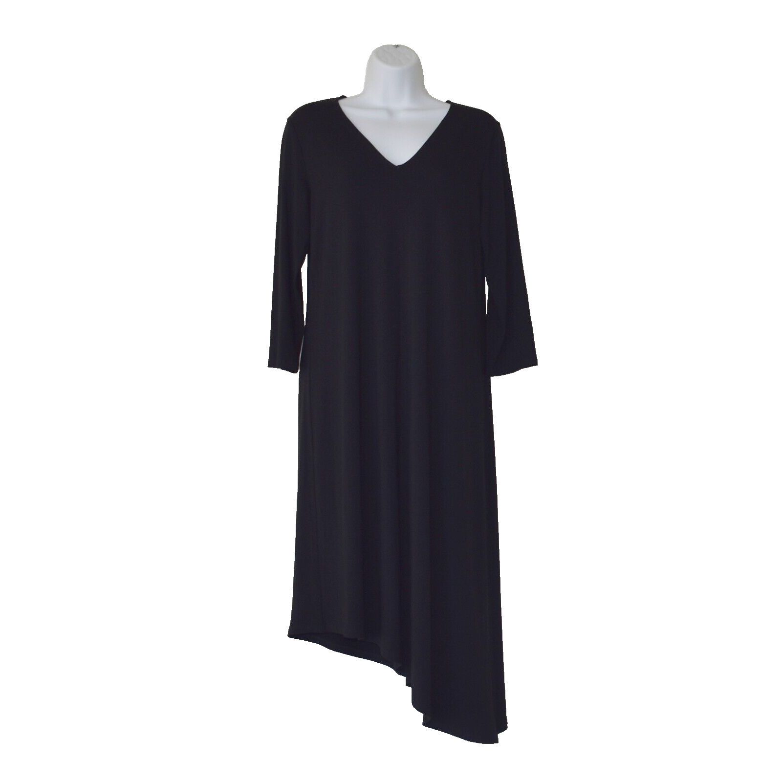Eileen Fisher EILEEN FISHER Viscose Asymmetrical Hem 3/4 Sleeve Dress Sz S Size S / US 4 / IT 40 - 1 Thumbnail