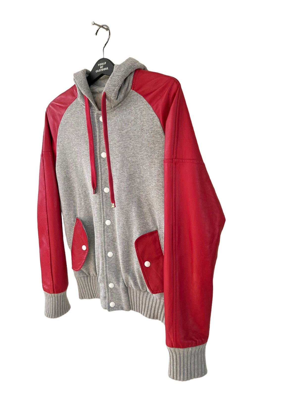 Other 15 1/2 Made in Italy Leather Sleeve Varsity Hoodie Jacket Size US S / EU 44-46 / 1 - 8 Thumbnail