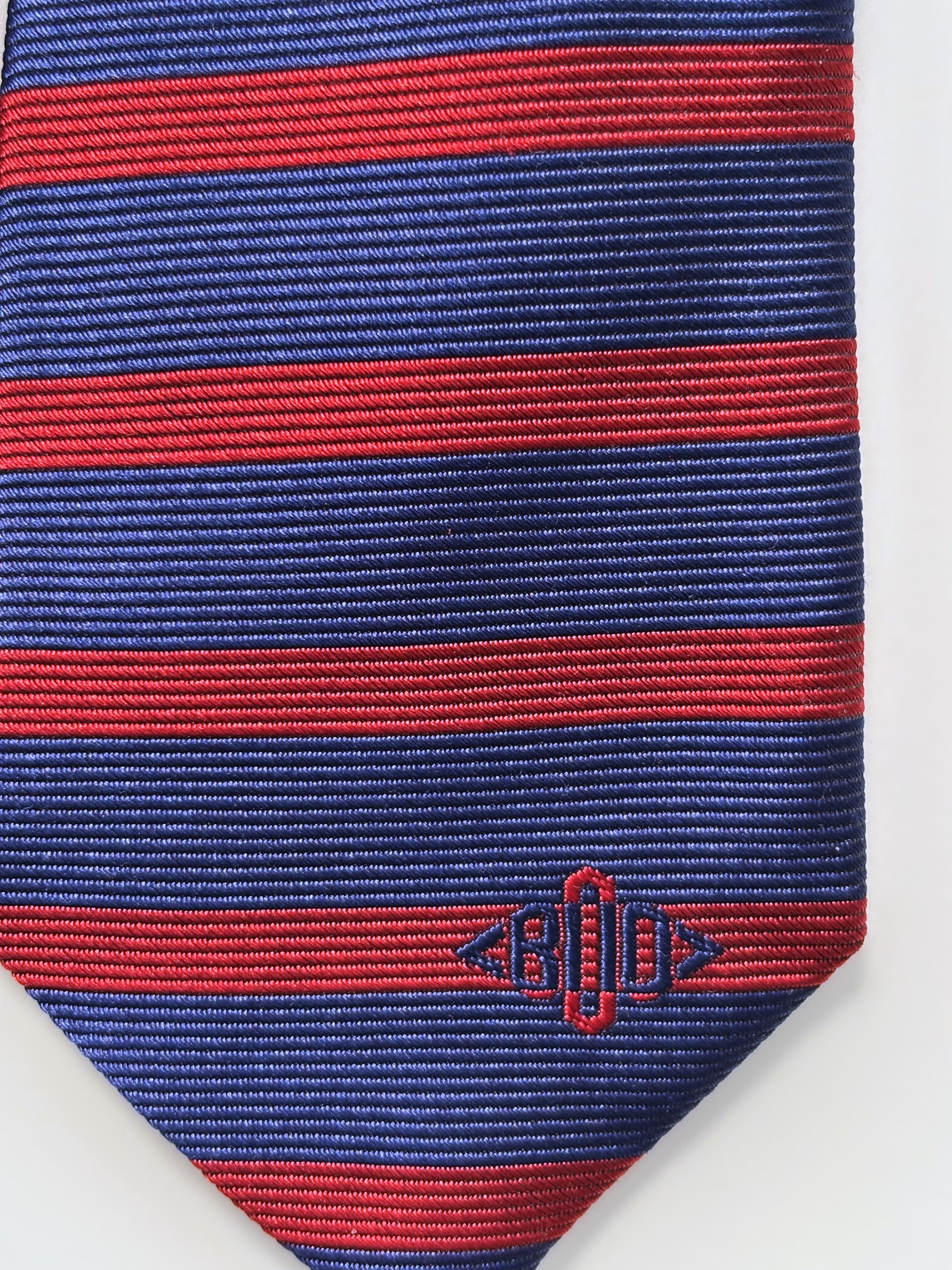 Band Of Outsiders Monogrammed Horizontal Stripe Necktie in Blue/Red Size ONE SIZE - 3 Thumbnail