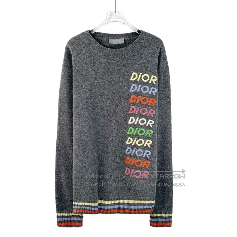 Dior Dior Dark gray logo letter stripe inlaid wool round-neck l Size US XL / EU 56 / 4 - 1 Thumbnail