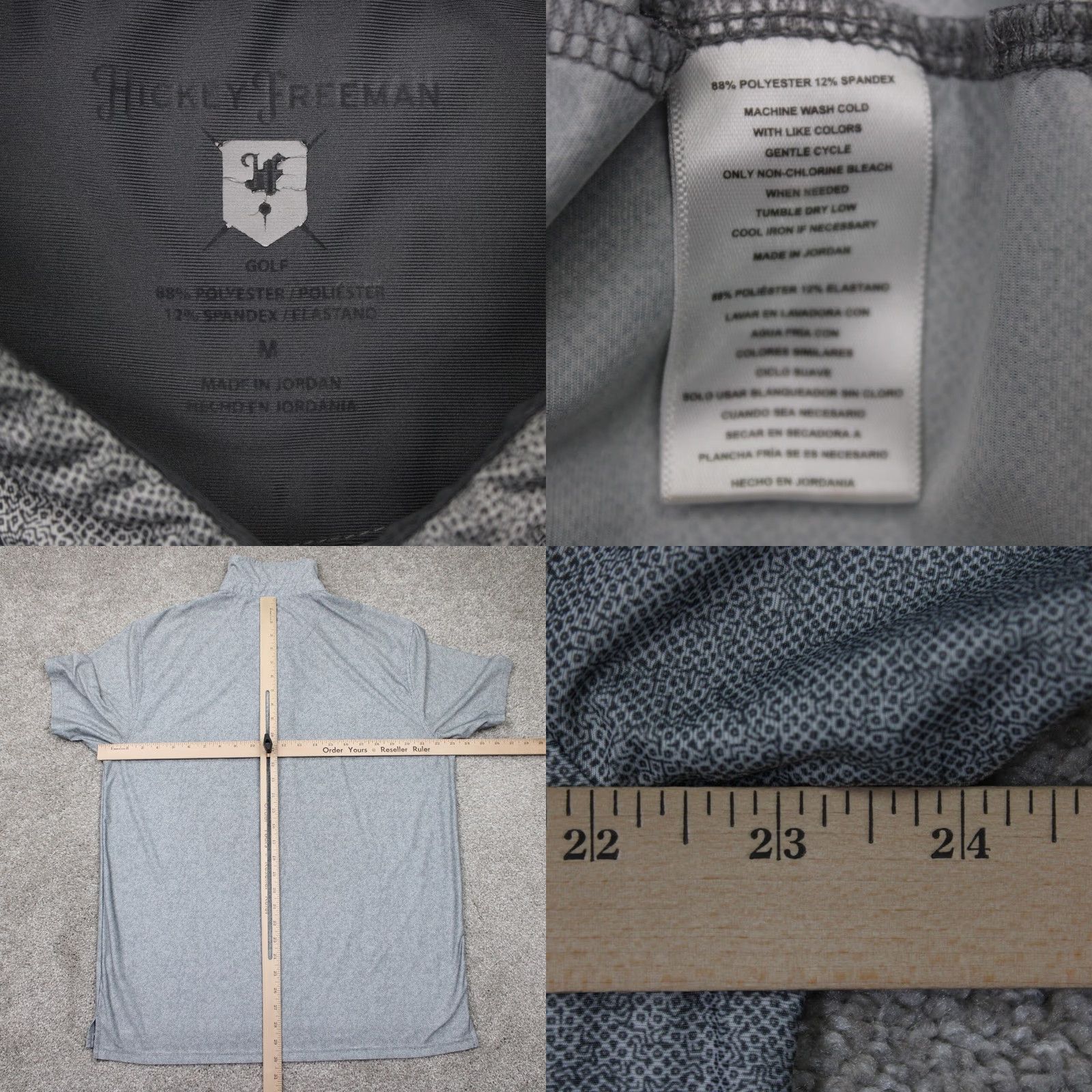 Vintage Hickey Freeman Polo Shirt Mens M Gray Geometric Short Sleeve Stretch S/S Pullover Golf Casual Size US M / EU 48-50 / 2 - 8 Thumbnail