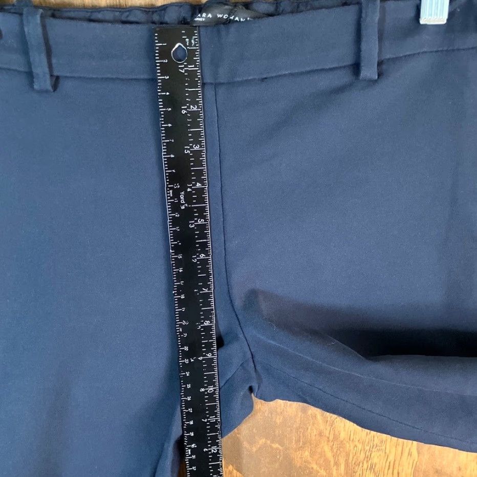 Zara Zara Womens Pants Navy Blue Mid Rise Chino Side Zip Ankle Workwear Small Size 30" / US 8 / IT 44 - 6 Thumbnail