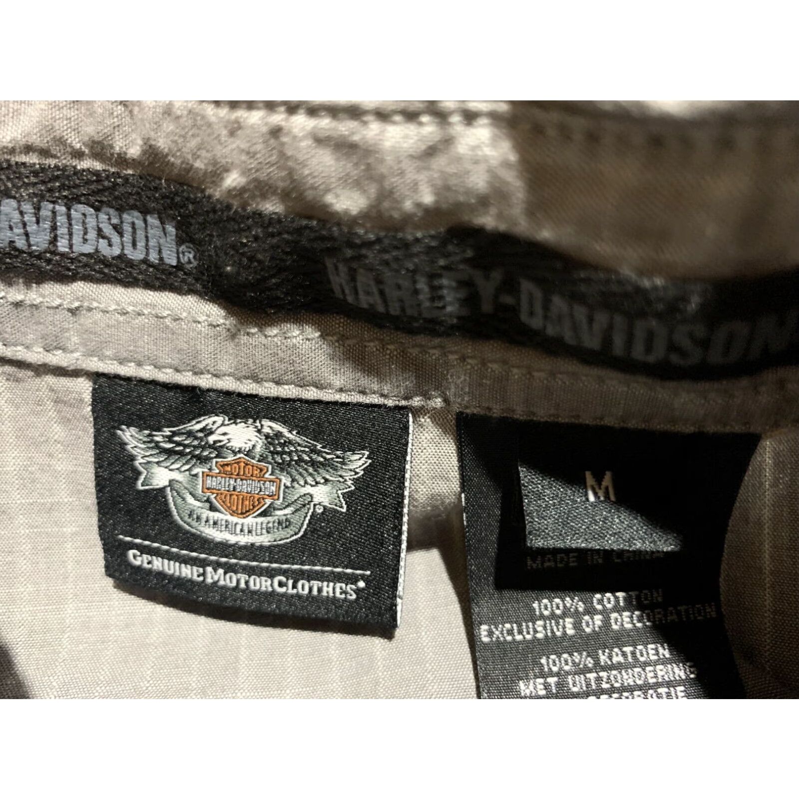 Harley Davidson Harley-Davidson Long Sleeve Striped Button-Down Shirt, Medium, Gray, Mens Size US M / EU 48-50 / 2 - 6 Thumbnail