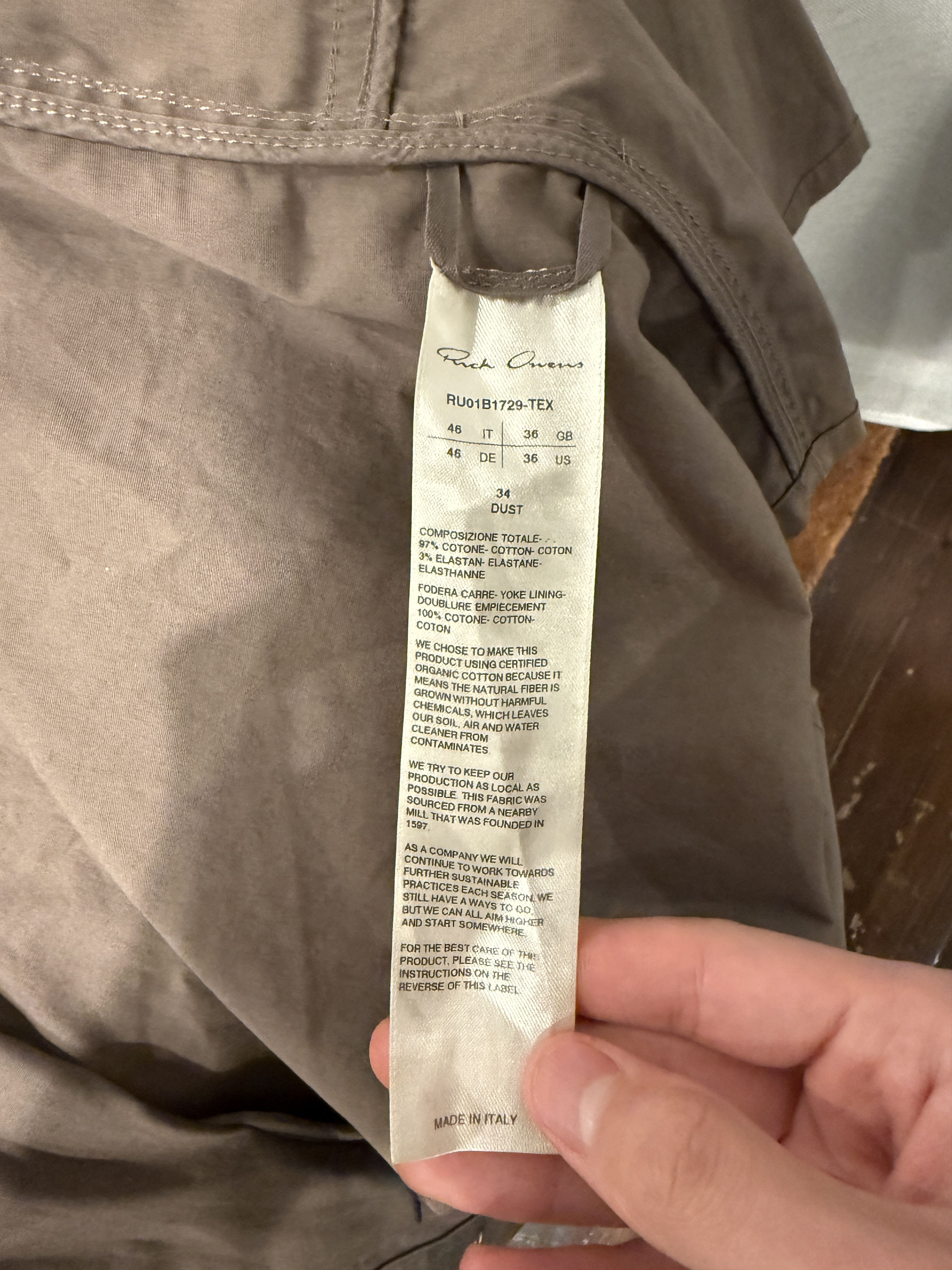 Rick Owens Rick Owens Field Jacket in Dust // MAINLINE Size US S / EU 44-46 / 1 - 5 Thumbnail