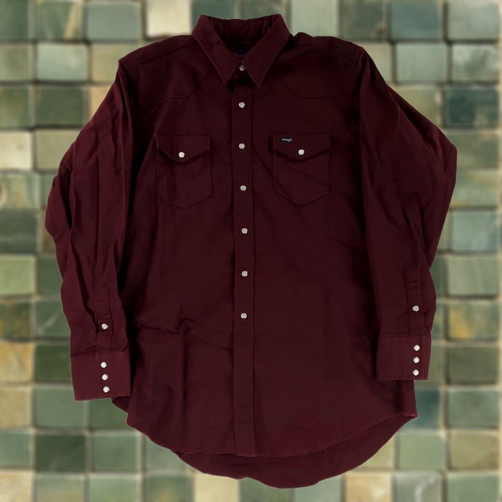 Wrangler Wrangler Shirt Purple Pearl Snap Button Up 2XL Made USA Mens Long Sleeve Maroon Purple 2XL Shirt Mens Jeans Tops Size US XXL / EU 58 / 5 - 1 Thumbnail