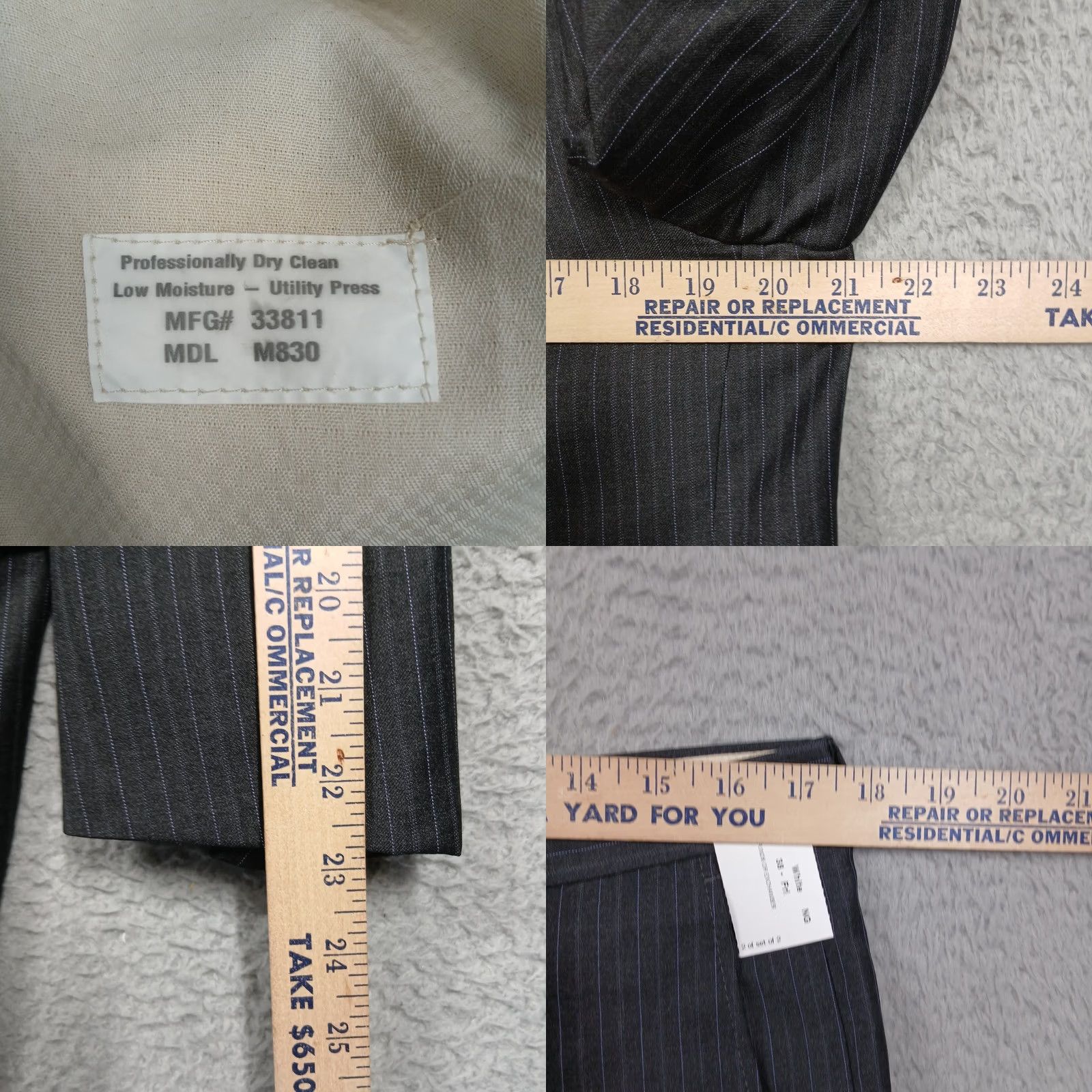 Nordstrom VINTAGE? No. Hickey Freeman x Nordstrom Pinstripe Suit Mens 40R 34x29 Charcoal Wool USA EUC Size 40R - 8 Thumbnail