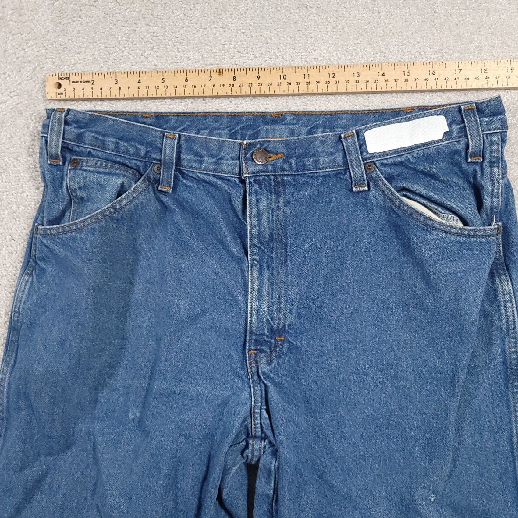 Dickies Dickies Jeans Mens 38x34 Blue Denim 100% Cotton Medium Wash Straight Leg Rise Mid 10-12in 5-Pocket Belt Loops Regular Fit Vintage No N/A Size US 38 / EU 54 - 6 Thumbnail