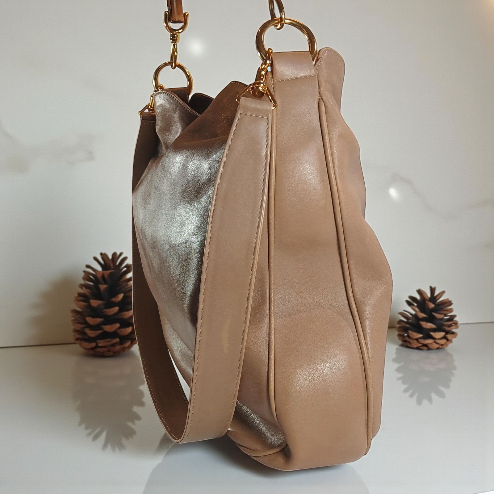 Gucci GUCCI Bamboo Shoulder/Hand Bag Leather Brown Gold Size ONE SIZE - 4 Thumbnail