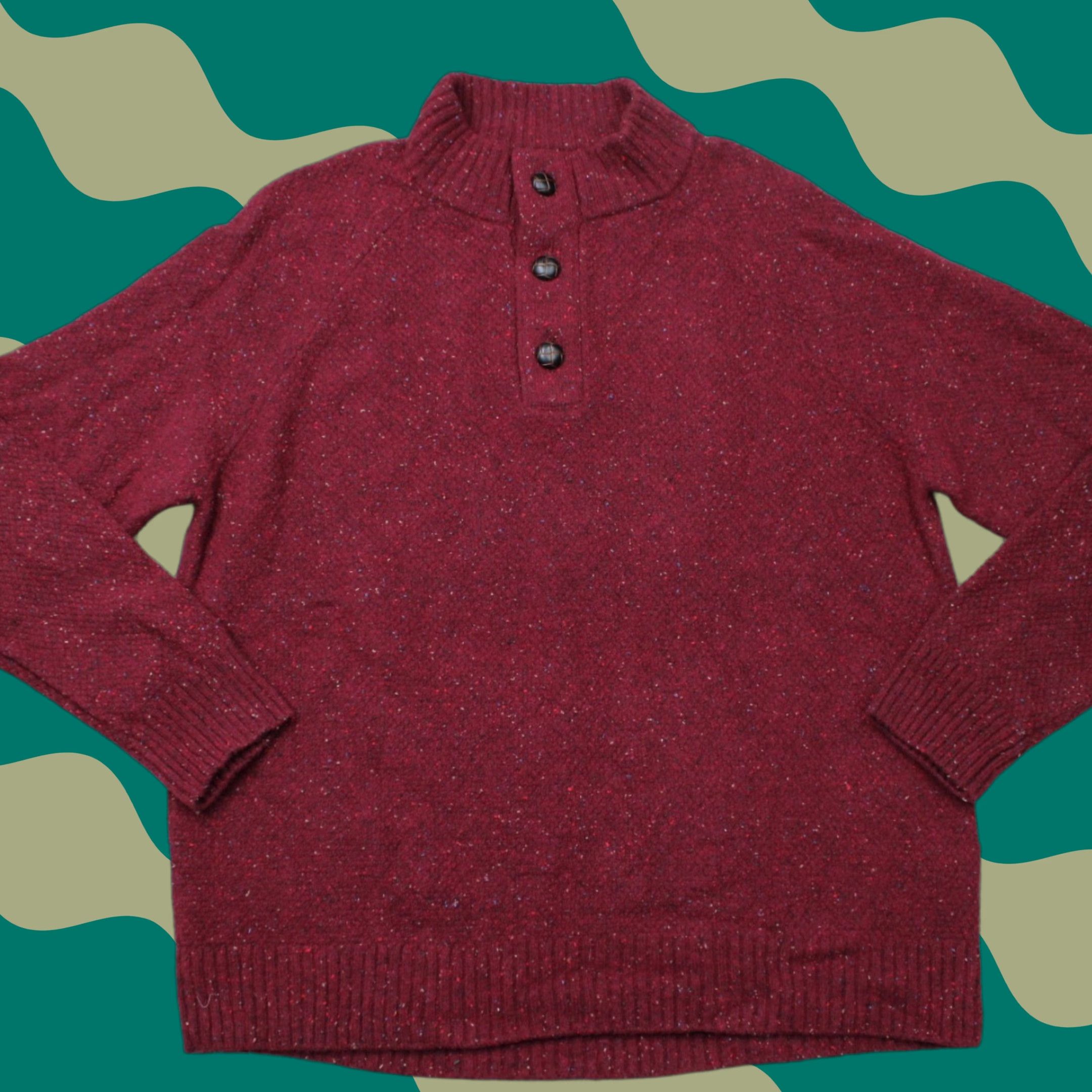 UNTUCKit UNTUCKIT Sweater Mens XL Red Lambswool/Nylon Mock Neck Pullover Henley Mock Neck Size US XL / EU 56 / 4 - 1 Thumbnail