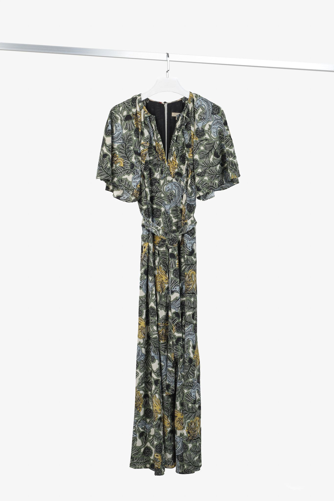 Burberry Burberry 2017 Beasts Green Beasts-Print Silk Maxi Dress Size S / US 4 / IT 40 - 1 Thumbnail