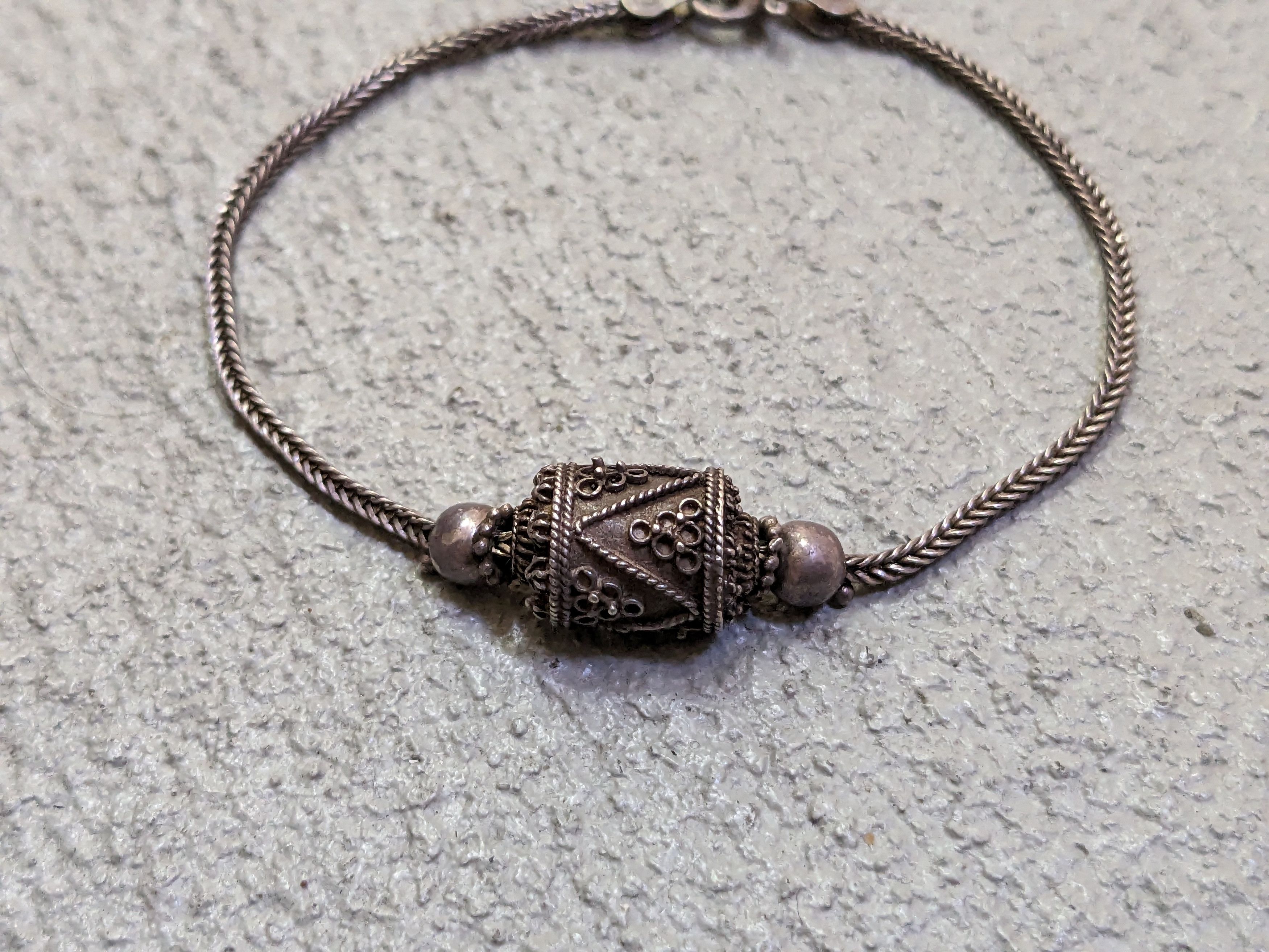 Jewelry × Vintage Vintage Sterling Silver Bracelet 7.25" Wheat Foxtail Bead Size ONE SIZE - 4 Thumbnail