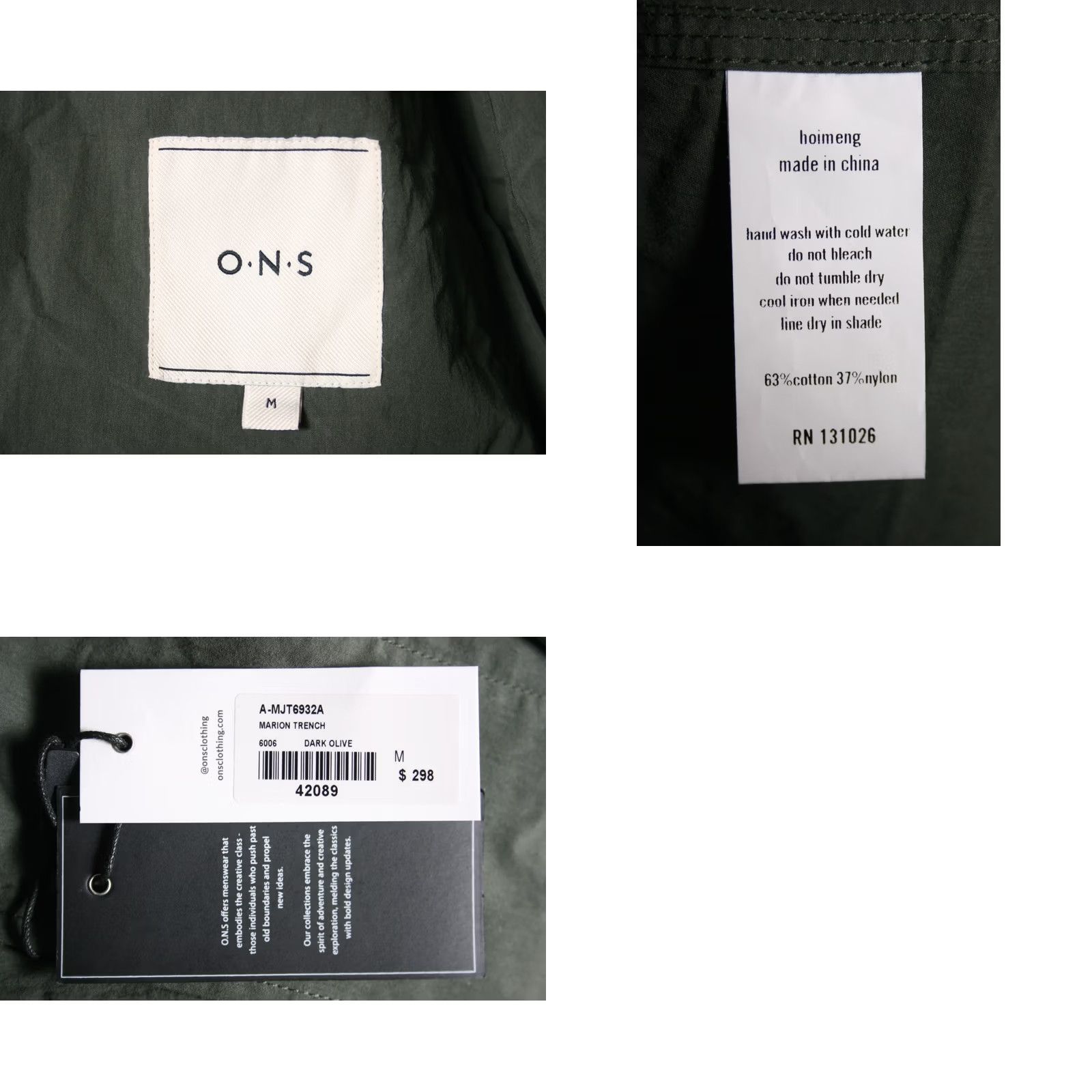 Olive VINTAGE O.N.S. Marion Trench Coat Mens M Dark Olive Cotton/Nylon Blend Green Oak Keywords Coat, Trench, Marion, O.N.S. Mens M Size US M / EU 48-50 / 2 - 8 Thumbnail
