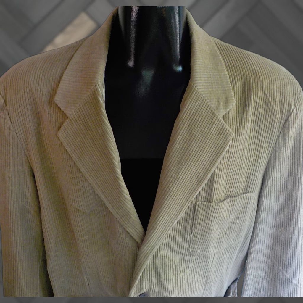 J.Crew VINTAGE J.CREW Corduroy 3 Button Blazer 100% Cotton XL Beige Blazer Men XL Beige Corduroy 3 Button Notch Jacket Patch Pockets Mens Size 46R - 1 Thumbnail