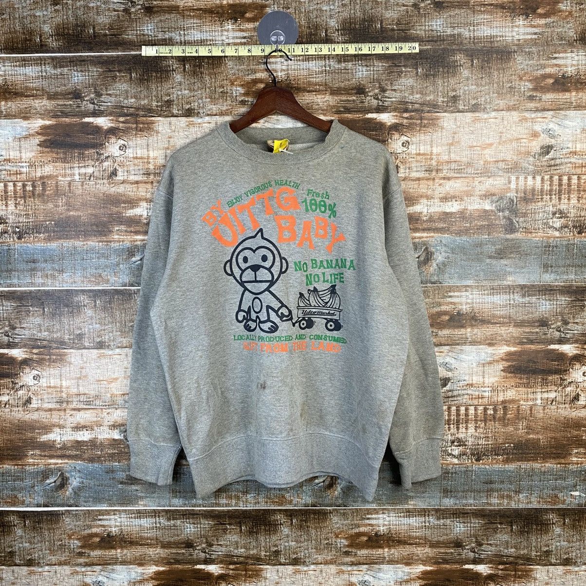 Japanese Brand DL Uittg Baby Gray Vintage thrashe Sweatshirt #C1200 Size US L / EU 52-54 / 3 - 1 Thumbnail