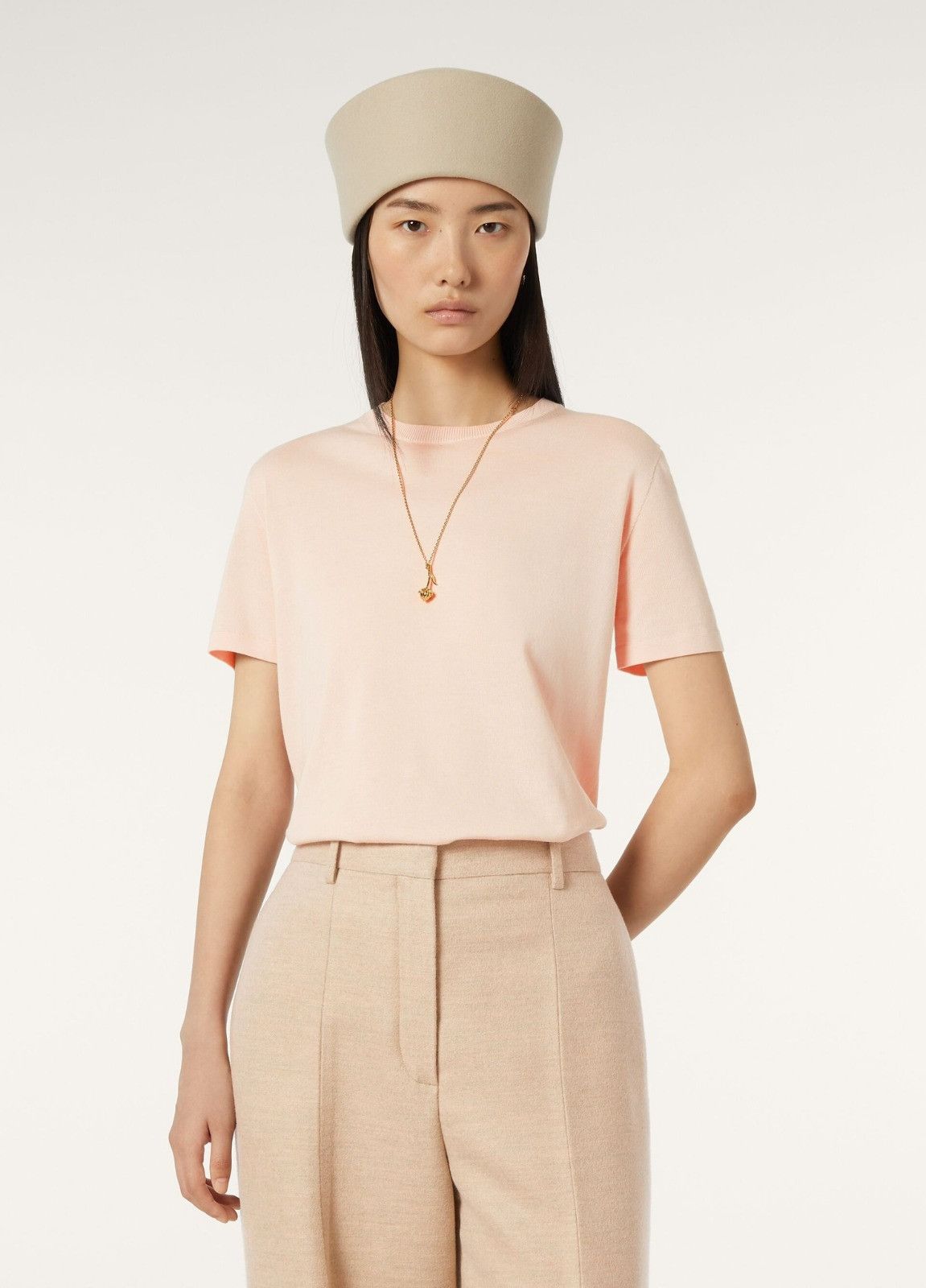 Loro Piana o1srvl11e0526 FAM7984 Angera Crewneck T-Shirt Light Pink Size XS / US 0-2 / IT 36-38 - 2 Thumbnail